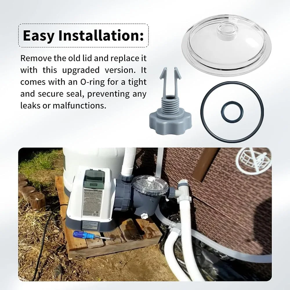 درب تله برگ مدل 11823، درب پمپ استخر با اورینگ و قطعات جایگزین شیر، مناسب برای پمپ استخر اینتکس مدل‌های 11823، 26361CA، 26361EH، 26361W، 26337EH، 28645EG، SF15110، 28948EH، ECO15110-2