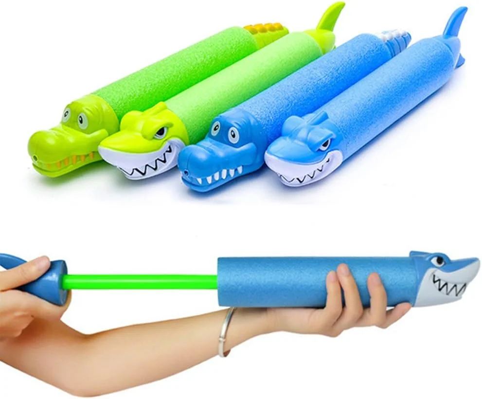 تفنگ آب پاش طرح کوسه بامزه، اسباب بازی تفنگ آبی پمپی مناسب استخر و ساحل