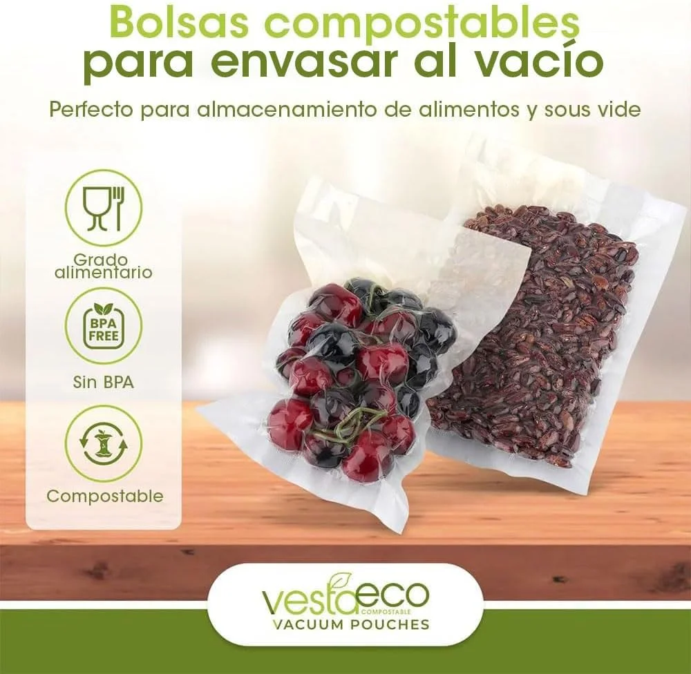رول کیسه های وکیوم سیلر زیست تخریب پذیر VestaEco | بسته 2 عددی 11x20 | دارای گواهینامه OK Compost | در انتظار ثبت اختراع | عالی برای نگهداری مواد غذایی یا سو وید | محافظ پایدار محیط زیست | رول کیسه های وکیوم سیلر زیست تخریب پذیر VestaEco | بسته 2 عددی 11x20 | دارای گواهینامه OK Compost | در انتظار ثبت اختراع | عالی برای نگهداری مواد غذایی یا سو وید | محافظ پایدار محیط زیست |
