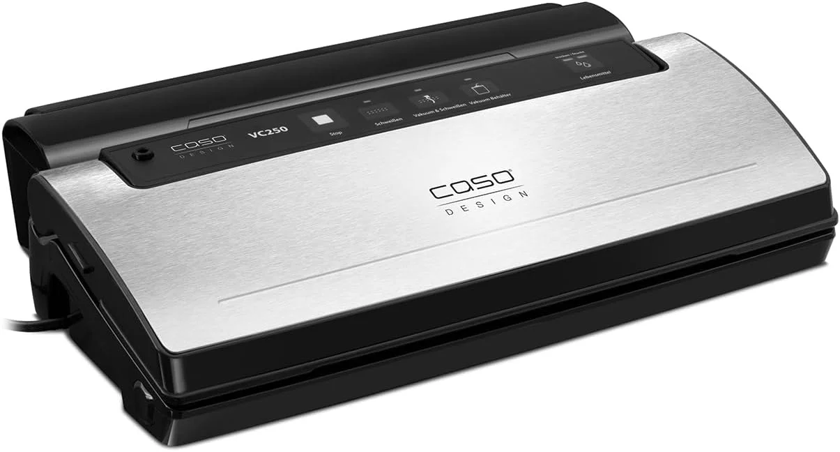 دستگاه وکیوم کاسو VC250، دستگاه وکیوم با جعبه فویل، استیل ضد زنگ، مواد غذایی تا 8 برابر بیشتر تازه می مانند - جوش 30 سانتی متری بلند و پایدار، شامل 2 رول فویل حرفه ای دستگاه وکیوم کاسو VC250، دستگاه وکیوم با جعبه فویل، استیل ضد زنگ، مواد غذایی تا 8 برابر بیشتر تازه می مانند - جوش 30 سانتی متری بلند و پایدار، شامل 2 رول فویل حرفه ای