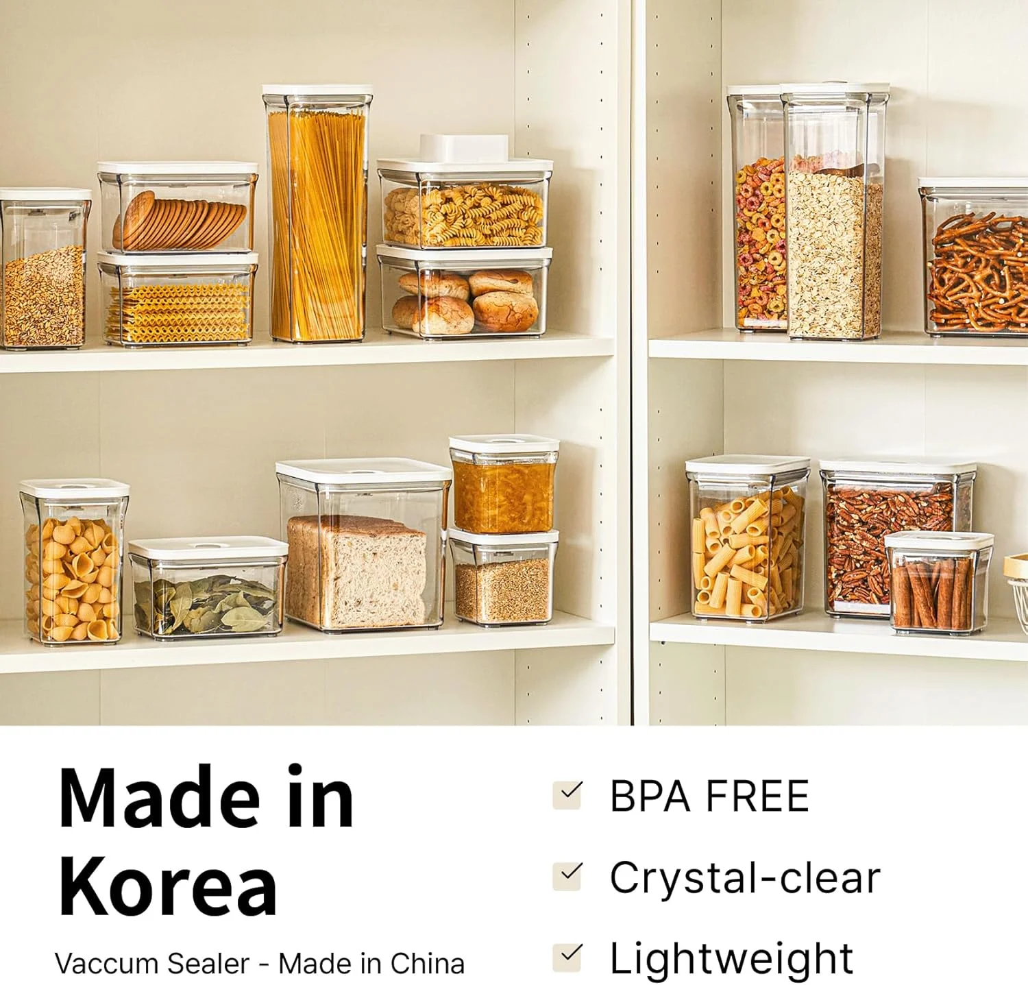 ست ظروف نگهدارنده مواد غذایی و دستگاه وکیوم کننده هوا واکوئن، 5 تکه، بدون BPA، 100% ضد نشت، مواد غذایی را تا 4 برابر بیشتر از نگهداری بدون وکیوم تازه نگه می دارد. ست ظروف نگهدارنده مواد غذایی و دستگاه وکیوم کننده هوا واکوئن، 5 تکه، بدون BPA، 100% ضد نشت، مواد غذایی را تا 4 برابر بیشتر از نگهداری بدون وکیوم تازه نگه می دارد.