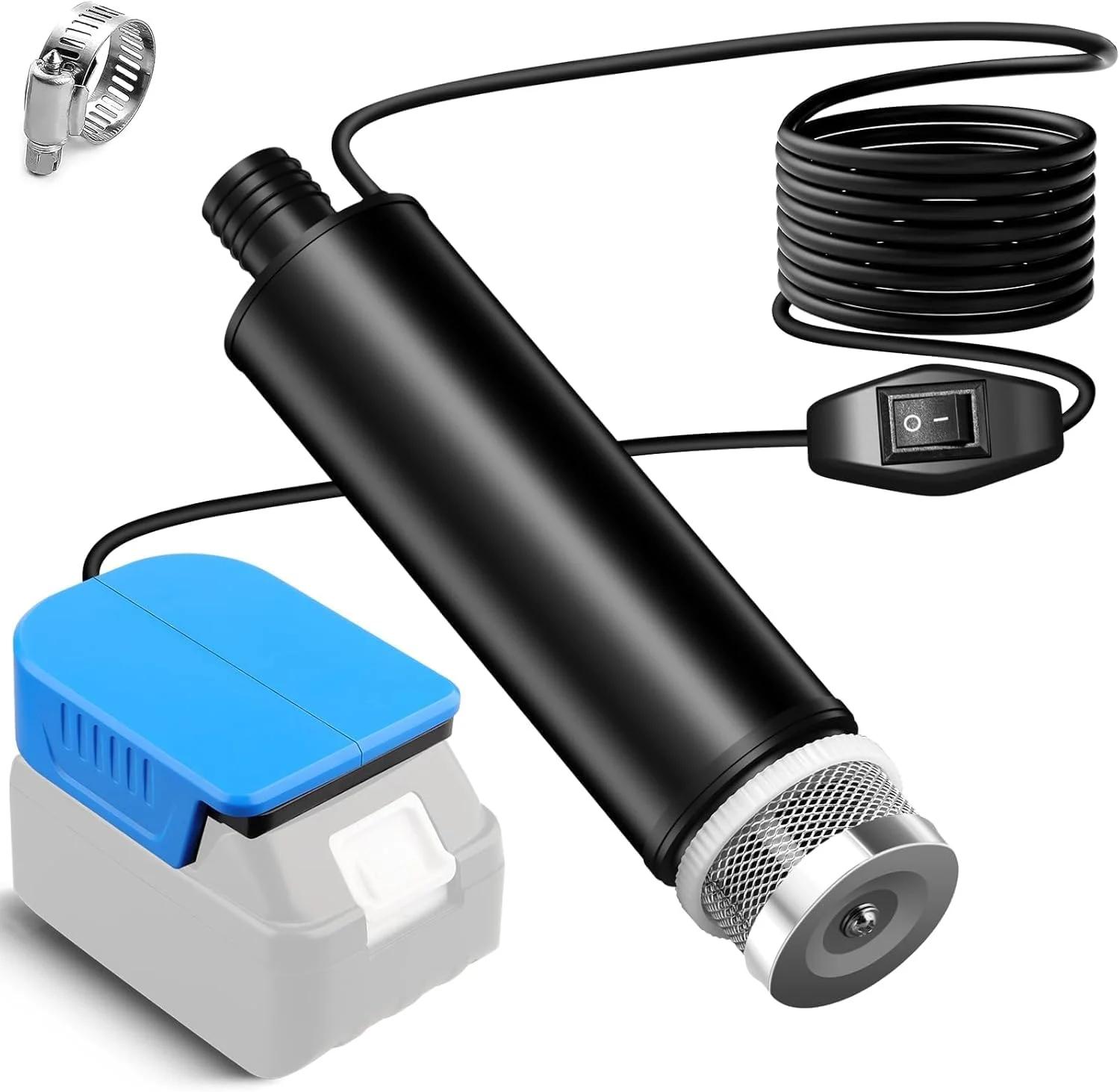 TPDL Battery Toil/Water Pump Sump Pump Compatible with Makita 18 V Battery, 120 W 12 V Transfer Pump with 5 m Cable, Portable Oil Suction Pump, Oil Gun, Submersible Pump for Gardena, Pool, Garden