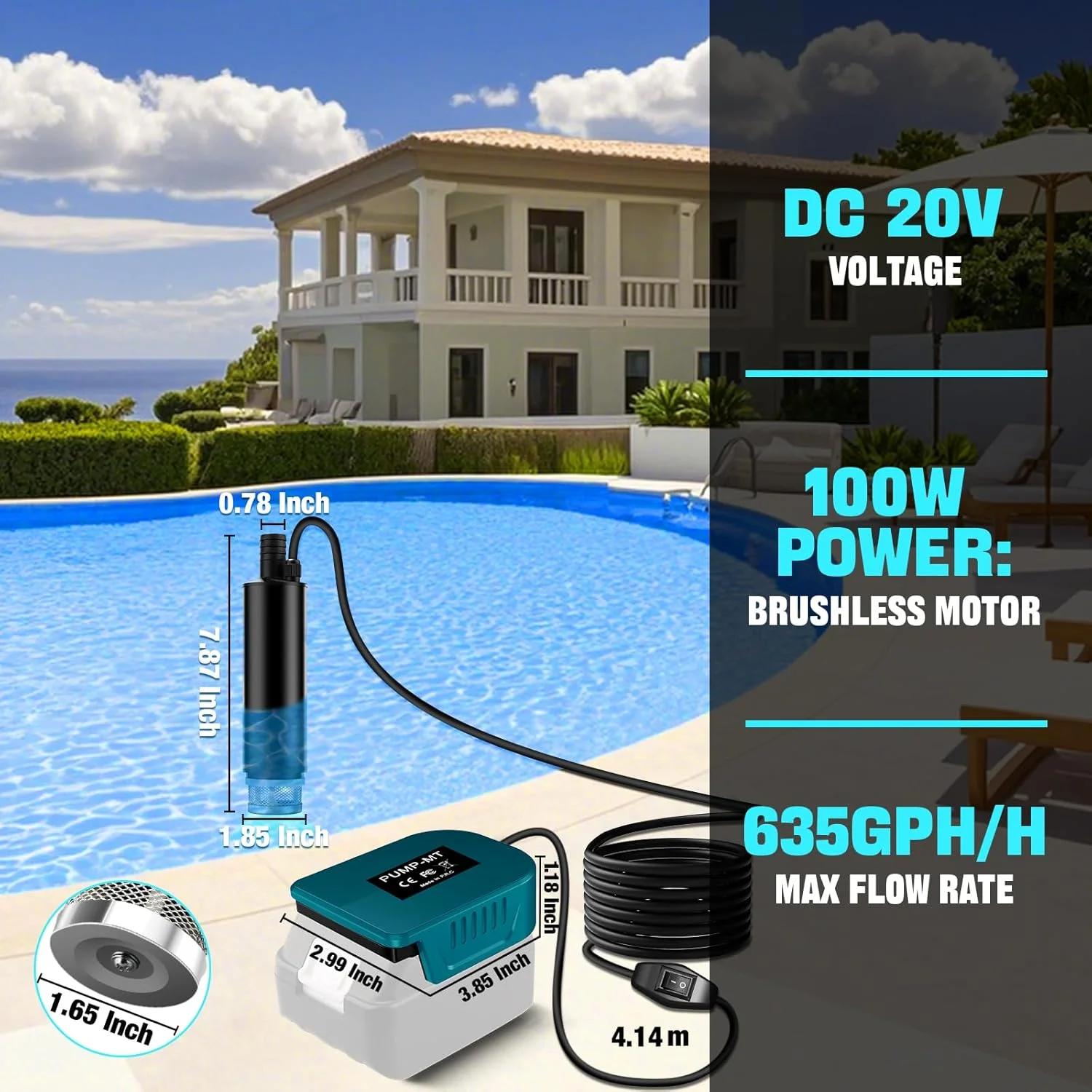 TPDL Battery Toil/Water Pump Sump Pump Compatible with Makita 18 V Battery, 120 W 12 V Transfer Pump with 5 m Cable, Portable Oil Suction Pump, Oil Gun, Submersible Pump for Gardena, Pool, Garden