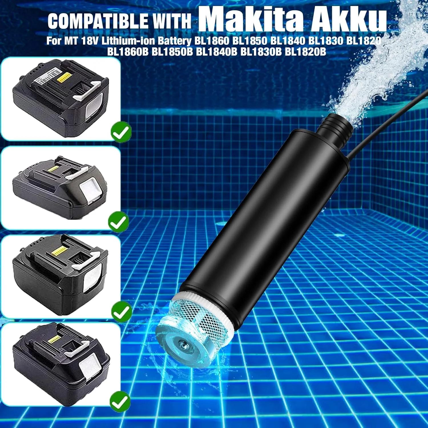 TPDL Battery Toil/Water Pump Sump Pump Compatible with Makita 18 V Battery, 120 W 12 V Transfer Pump with 5 m Cable, Portable Oil Suction Pump, Oil Gun, Submersible Pump for Gardena, Pool, Garden