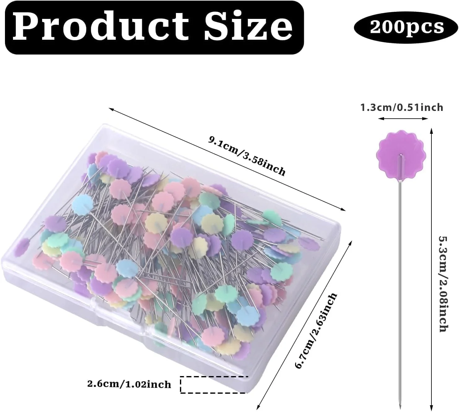 200 عدد سوزن ته گرد گلدار تخت برای لحاف دوزی، خیاطی، ساخت زیورآلات و تزئینات 200 عدد سوزن ته گرد گلدار تخت برای لحاف دوزی، خیاطی، ساخت زیورآلات و تزئینات