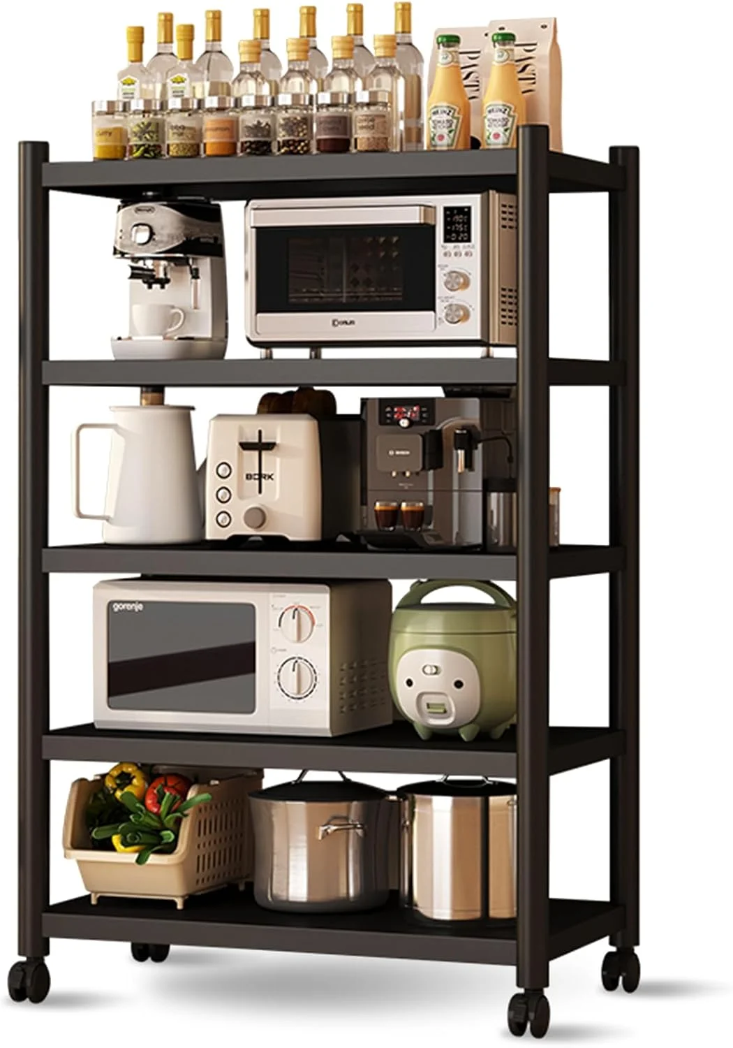 قفسه مایکروویو DAYONG، قفسه نانوایی آشپزخانه 5 طبقه، قفسه ذخیره سازی آشپزخانه سنگین با چرخ های غلتکی، کابینت سازمان دهنده چرخ دستی ذخیره سازی برای آشپزخانه اتاق خواب اتاق نشیمن انبار دفتر قفسه مایکروویو DAYONG، قفسه نانوایی آشپزخانه 5 طبقه، قفسه ذخیره سازی آشپزخانه سنگین با چرخ های غلتکی، کابینت سازمان دهنده چرخ دستی ذخیره سازی برای آشپزخانه اتاق خواب اتاق نشیمن انبار دفتر