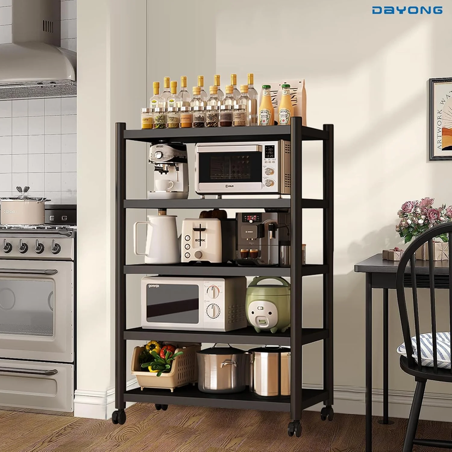 قفسه مایکروویو DAYONG، قفسه نانوایی آشپزخانه 5 طبقه، قفسه ذخیره سازی آشپزخانه سنگین با چرخ های غلتکی، کابینت سازمان دهنده چرخ دستی ذخیره سازی برای آشپزخانه اتاق خواب اتاق نشیمن انبار دفتر قفسه مایکروویو DAYONG، قفسه نانوایی آشپزخانه 5 طبقه، قفسه ذخیره سازی آشپزخانه سنگین با چرخ های غلتکی، کابینت سازمان دهنده چرخ دستی ذخیره سازی برای آشپزخانه اتاق خواب اتاق نشیمن انبار دفتر