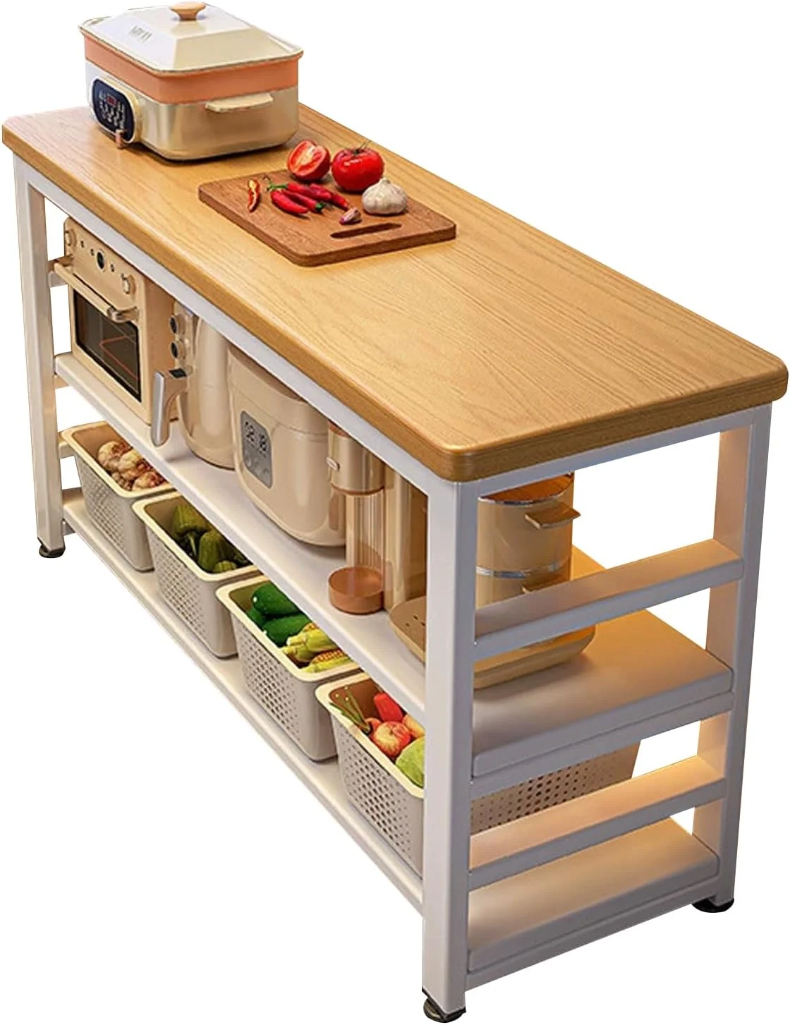 جزیره آشپزخانه 3 طبقه DAYONG، پیشخوان جزیره ای جامد با عرض 80 سانتی متر، قفسه ذخیره سازی آشپزخانه با صفحه کار ضخیم و ساختار فولادی پایدار، میز کار آماده سازی چند منظوره (عرض 80 سانتی متر) جزیره آشپزخانه 3 طبقه DAYONG، پیشخوان جزیره ای جامد با عرض 80 سانتی متر، قفسه ذخیره سازی آشپزخانه با صفحه کار ضخیم و ساختار فولادی پایدار، میز کار آماده سازی چند منظوره (عرض 80 سانتی متر)