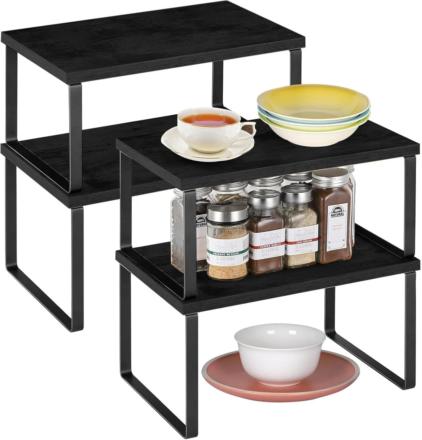 قفسه ذخیره سازی کابینت چند منظوره DAYONG، مجموعه 4 عددی قفسه سازمان دهنده کابینت آشپزخانه، قفسه ادویه جات قابل گسترش، قفسه های ذخیره سازی چوبی چند منظوره برای آشپزخانه، دفتر، حمام (مشکی) قفسه ذخیره سازی کابینت چند منظوره DAYONG، مجموعه 4 عددی قفسه سازمان دهنده کابینت آشپزخانه، قفسه ادویه جات قابل گسترش، قفسه های ذخیره سازی چوبی چند منظوره برای آشپزخانه، دفتر، حمام (مشکی)