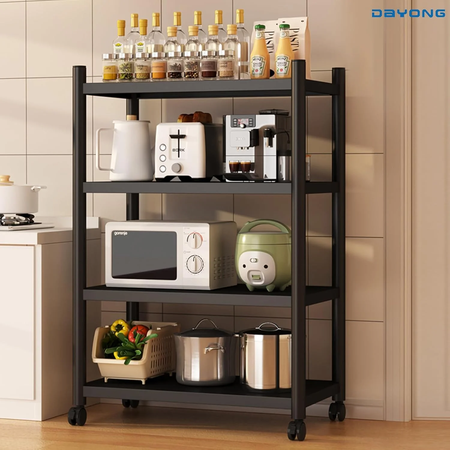 قفسه آشپزخانه 4 طبقه DAYONG، قفسه نانوایی سنگین، استند فر مایکروویو، قفسه های فلزی قابل تنظیم، قفسه کاربردی برای آشپزخانه، گاراژ، دفتر، رختشویخانه، انبار (4 طبقه) قفسه آشپزخانه 4 طبقه DAYONG، قفسه نانوایی سنگین، استند فر مایکروویو، قفسه های فلزی قابل تنظیم، قفسه کاربردی برای آشپزخانه، گاراژ، دفتر، رختشویخانه، انبار (4 طبقه)