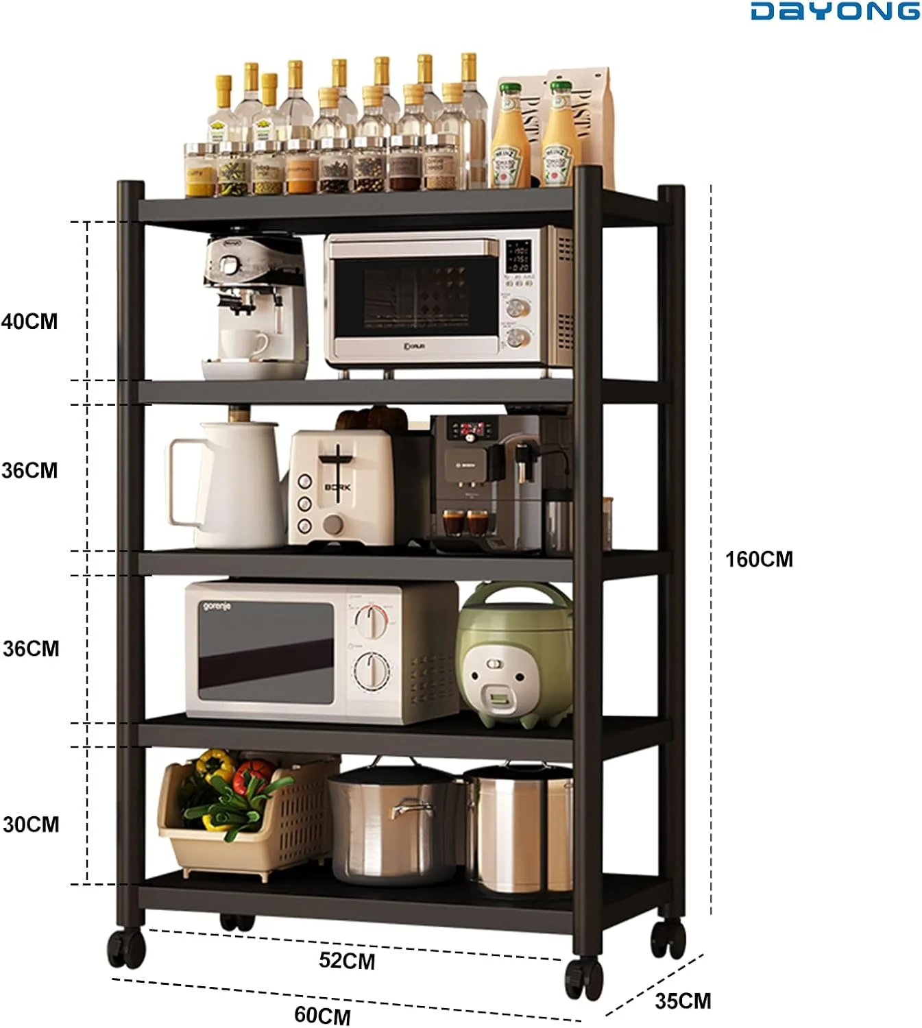 قفسه مایکروویو DAYONG، قفسه نانوایی آشپزخانه 5 طبقه، قفسه ذخیره سازی آشپزخانه سنگین با چرخ های غلتکی، کابینت سازمان دهنده چرخ دستی ذخیره سازی برای آشپزخانه اتاق خواب اتاق نشیمن انبار دفتر قفسه مایکروویو DAYONG، قفسه نانوایی آشپزخانه 5 طبقه، قفسه ذخیره سازی آشپزخانه سنگین با چرخ های غلتکی، کابینت سازمان دهنده چرخ دستی ذخیره سازی برای آشپزخانه اتاق خواب اتاق نشیمن انبار دفتر