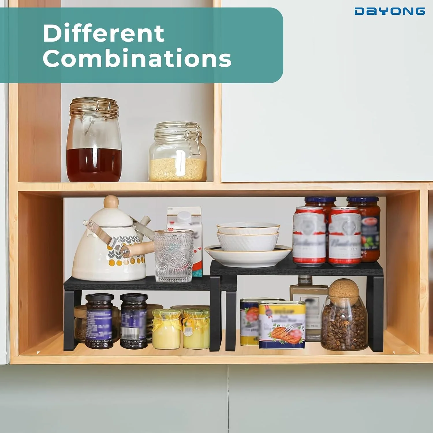 قفسه ذخیره سازی کابینت چند منظوره DAYONG، مجموعه 4 عددی قفسه سازمان دهنده کابینت آشپزخانه، قفسه ادویه جات قابل گسترش، قفسه های ذخیره سازی چوبی چند منظوره برای آشپزخانه، دفتر، حمام (مشکی) قفسه ذخیره سازی کابینت چند منظوره DAYONG، مجموعه 4 عددی قفسه سازمان دهنده کابینت آشپزخانه، قفسه ادویه جات قابل گسترش، قفسه های ذخیره سازی چوبی چند منظوره برای آشپزخانه، دفتر، حمام (مشکی)