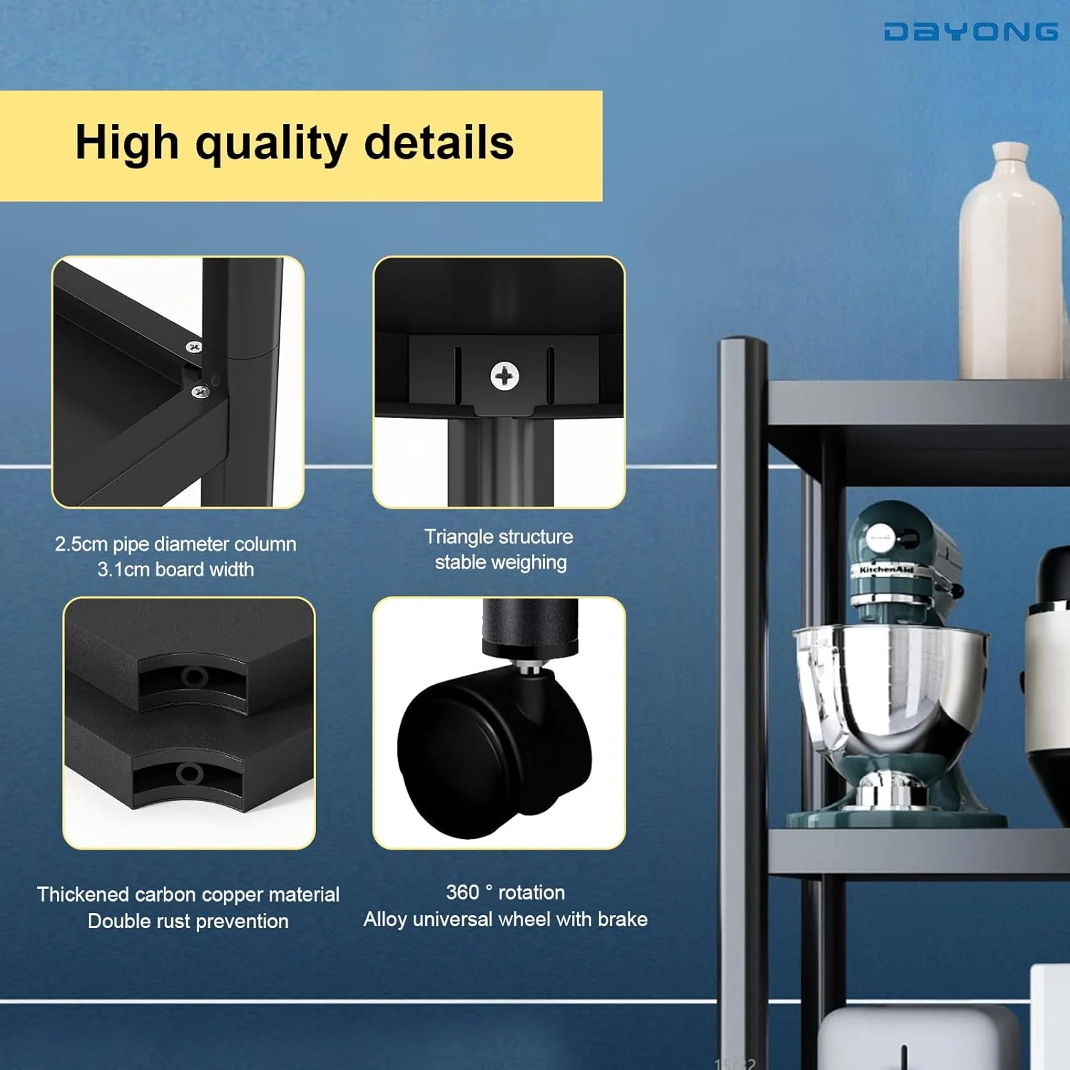 قفسه آشپزخانه 4 طبقه DAYONG، قفسه نانوایی سنگین، استند فر مایکروویو، قفسه های فلزی قابل تنظیم، قفسه کاربردی برای آشپزخانه، گاراژ، دفتر، رختشویخانه، انبار (4 طبقه) قفسه آشپزخانه 4 طبقه DAYONG، قفسه نانوایی سنگین، استند فر مایکروویو، قفسه های فلزی قابل تنظیم، قفسه کاربردی برای آشپزخانه، گاراژ، دفتر، رختشویخانه، انبار (4 طبقه)