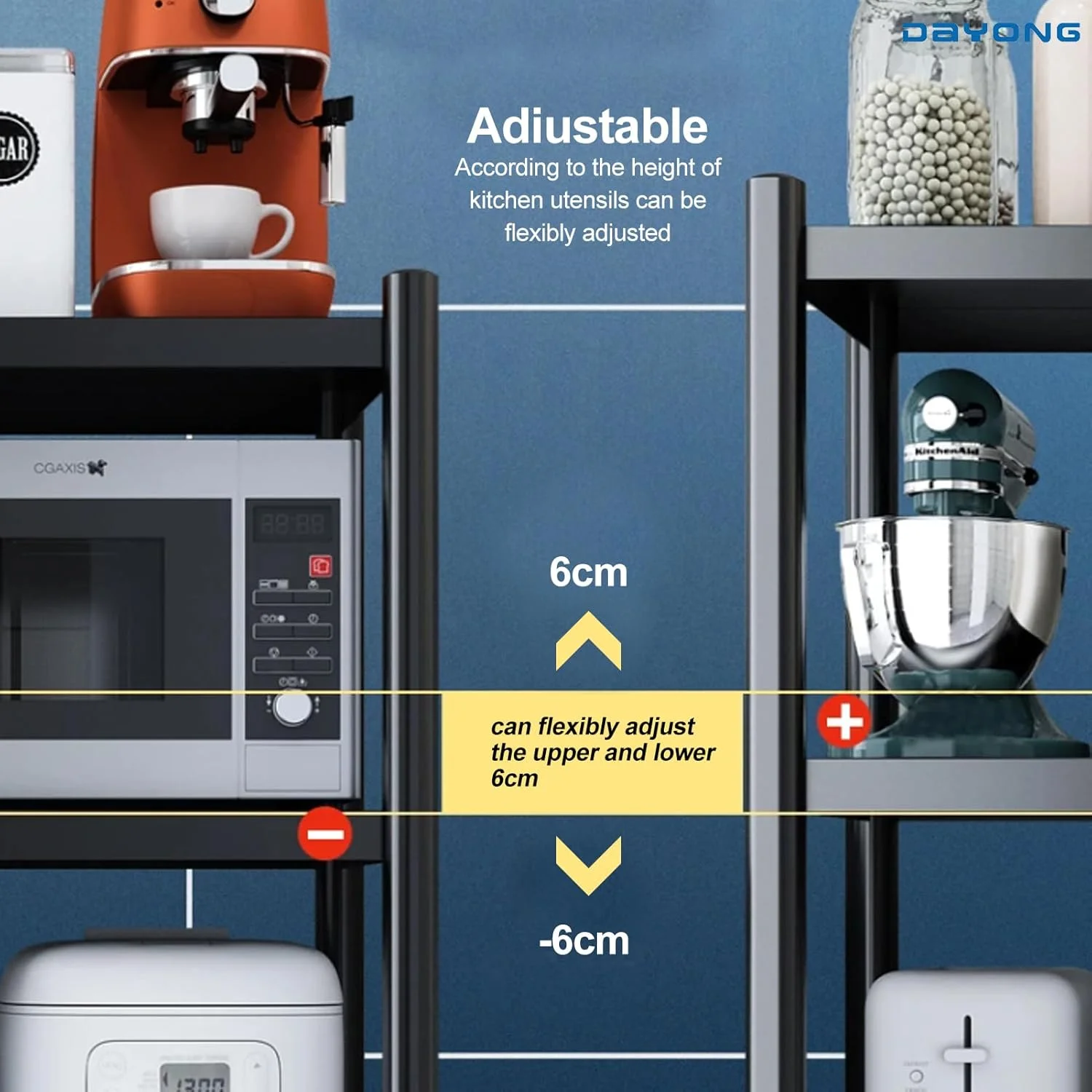 قفسه آشپزخانه 4 طبقه DAYONG، قفسه نانوایی سنگین، استند فر مایکروویو، قفسه های فلزی قابل تنظیم، قفسه کاربردی برای آشپزخانه، گاراژ، دفتر، رختشویخانه، انبار (4 طبقه) قفسه آشپزخانه 4 طبقه DAYONG، قفسه نانوایی سنگین، استند فر مایکروویو، قفسه های فلزی قابل تنظیم، قفسه کاربردی برای آشپزخانه، گاراژ، دفتر، رختشویخانه، انبار (4 طبقه)