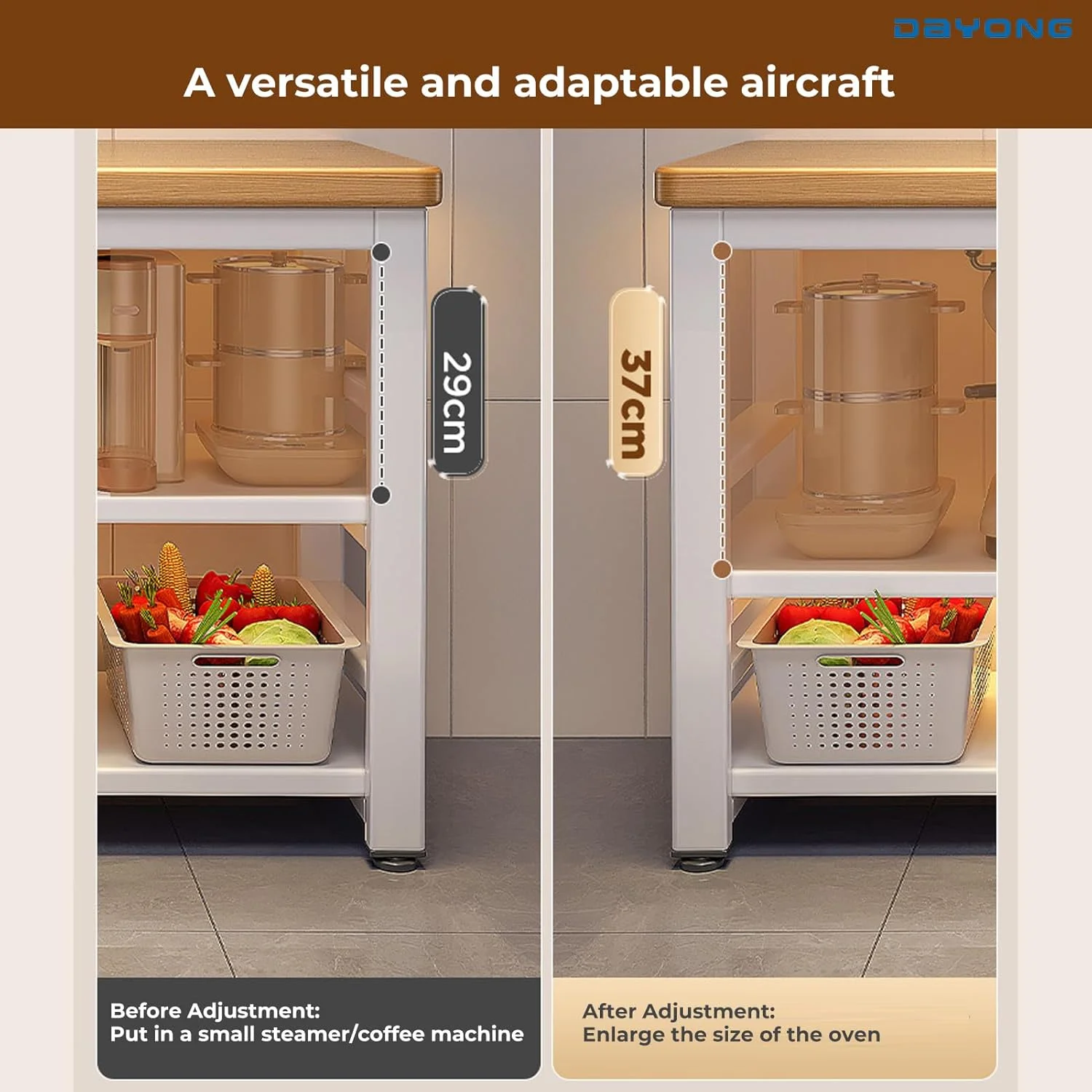 جزیره آشپزخانه 3 طبقه DAYONG، پیشخوان جزیره ای جامد با عرض 80 سانتی متر، قفسه ذخیره سازی آشپزخانه با صفحه کار ضخیم و ساختار فولادی پایدار، میز کار آماده سازی چند منظوره (عرض 80 سانتی متر) جزیره آشپزخانه 3 طبقه DAYONG، پیشخوان جزیره ای جامد با عرض 80 سانتی متر، قفسه ذخیره سازی آشپزخانه با صفحه کار ضخیم و ساختار فولادی پایدار، میز کار آماده سازی چند منظوره (عرض 80 سانتی متر)