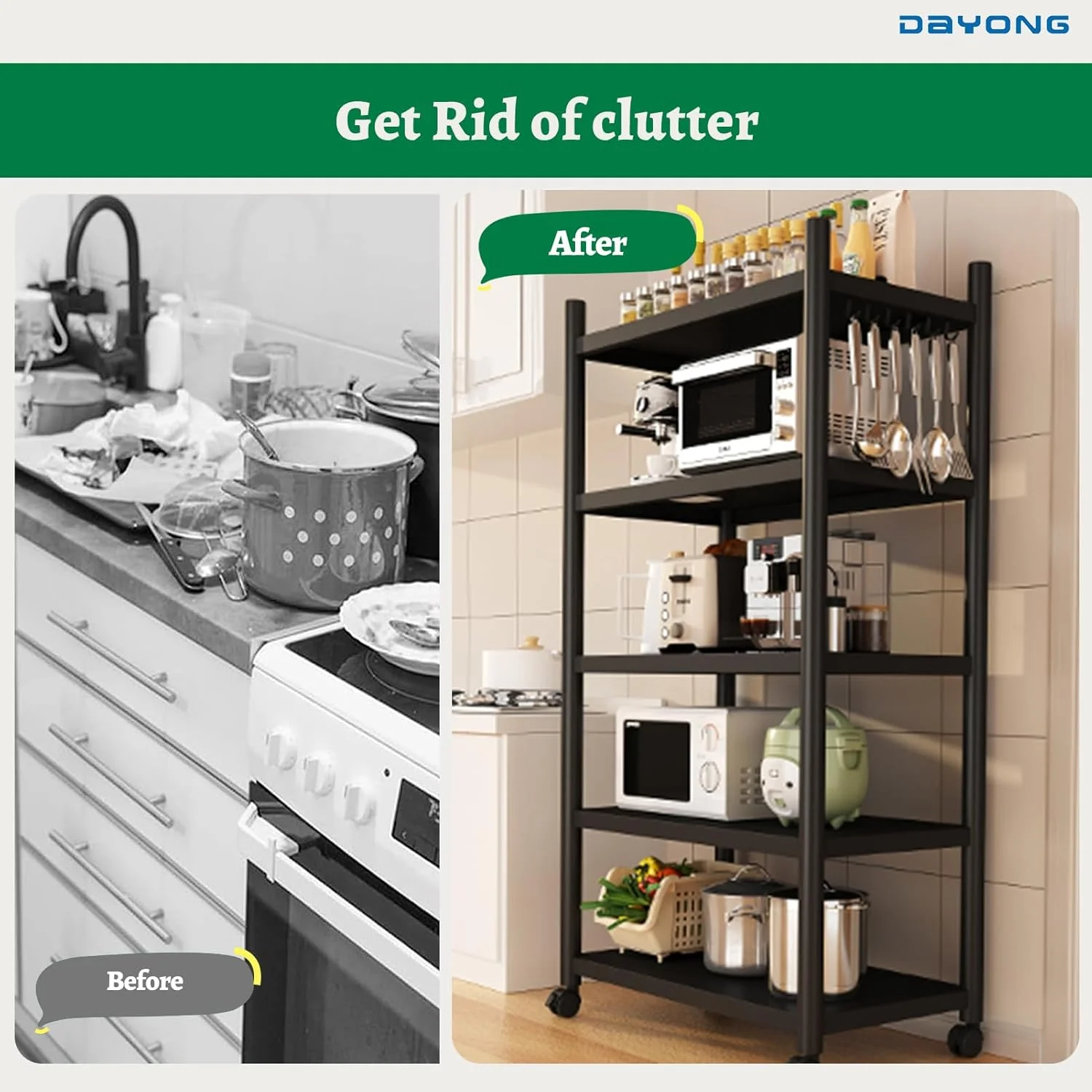 قفسه مایکروویو DAYONG، قفسه نانوایی آشپزخانه 5 طبقه، قفسه ذخیره سازی آشپزخانه سنگین با چرخ های غلتکی، کابینت سازمان دهنده چرخ دستی ذخیره سازی برای آشپزخانه اتاق خواب اتاق نشیمن انبار دفتر قفسه مایکروویو DAYONG، قفسه نانوایی آشپزخانه 5 طبقه، قفسه ذخیره سازی آشپزخانه سنگین با چرخ های غلتکی، کابینت سازمان دهنده چرخ دستی ذخیره سازی برای آشپزخانه اتاق خواب اتاق نشیمن انبار دفتر