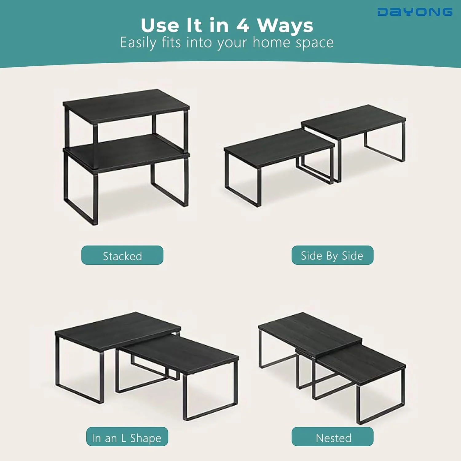قفسه ذخیره سازی کابینت چند منظوره DAYONG، مجموعه 4 عددی قفسه سازمان دهنده کابینت آشپزخانه، قفسه ادویه جات قابل گسترش، قفسه های ذخیره سازی چوبی چند منظوره برای آشپزخانه، دفتر، حمام (مشکی) قفسه ذخیره سازی کابینت چند منظوره DAYONG، مجموعه 4 عددی قفسه سازمان دهنده کابینت آشپزخانه، قفسه ادویه جات قابل گسترش، قفسه های ذخیره سازی چوبی چند منظوره برای آشپزخانه، دفتر، حمام (مشکی)