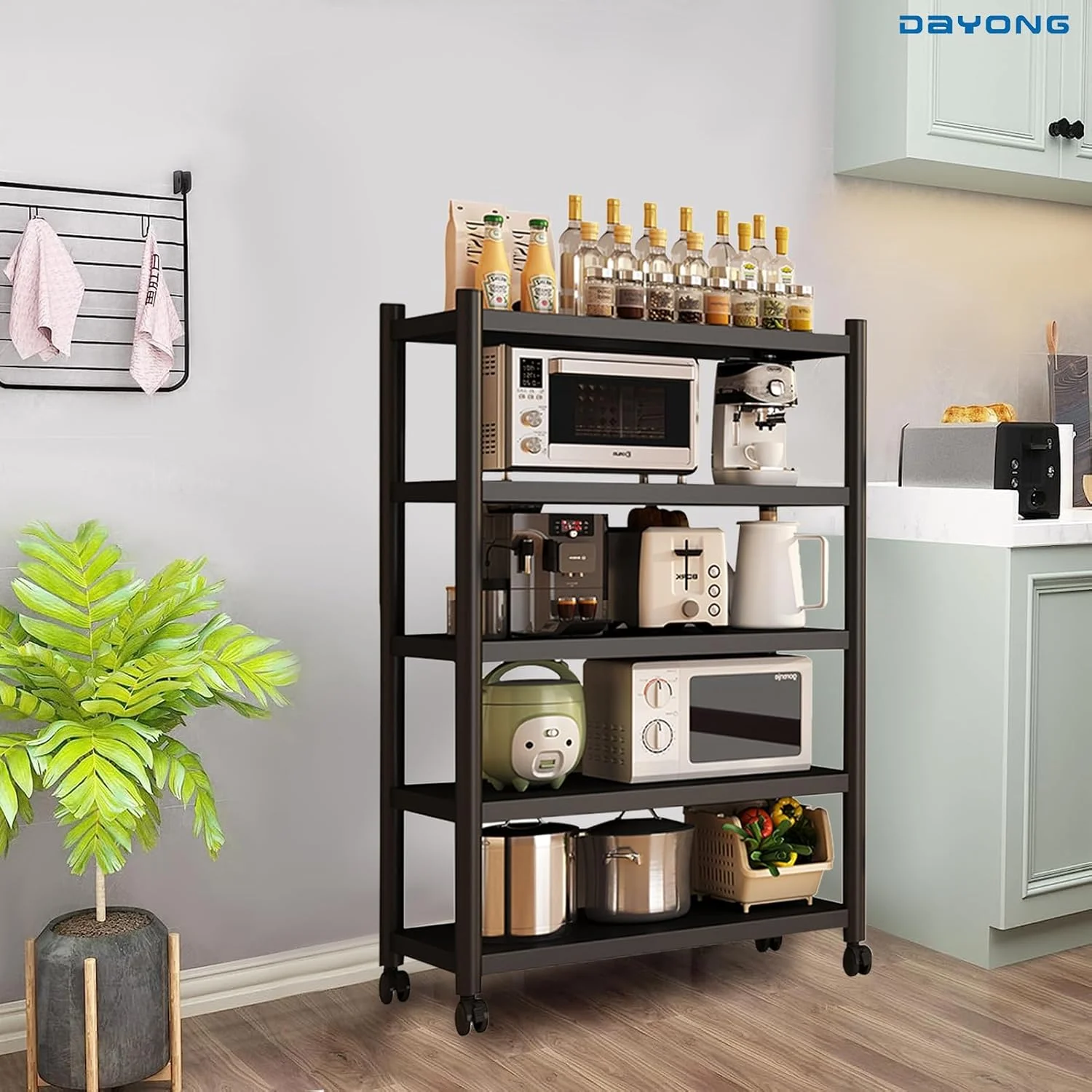 قفسه مایکروویو DAYONG، قفسه نانوایی آشپزخانه 5 طبقه، قفسه ذخیره سازی آشپزخانه سنگین با چرخ های غلتکی، کابینت سازمان دهنده چرخ دستی ذخیره سازی برای آشپزخانه اتاق خواب اتاق نشیمن انبار دفتر قفسه مایکروویو DAYONG، قفسه نانوایی آشپزخانه 5 طبقه، قفسه ذخیره سازی آشپزخانه سنگین با چرخ های غلتکی، کابینت سازمان دهنده چرخ دستی ذخیره سازی برای آشپزخانه اتاق خواب اتاق نشیمن انبار دفتر