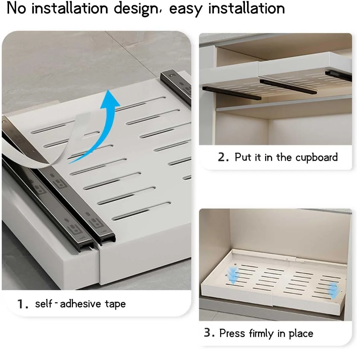 ارگانایزر کشویی کابینت آشپزخانه HSYDIY با قابلیت تنظیم عرض، مناسب برای کابینت آشپزخانه، حمام، دفتر کار، قفسه چند منظوره (سفید)