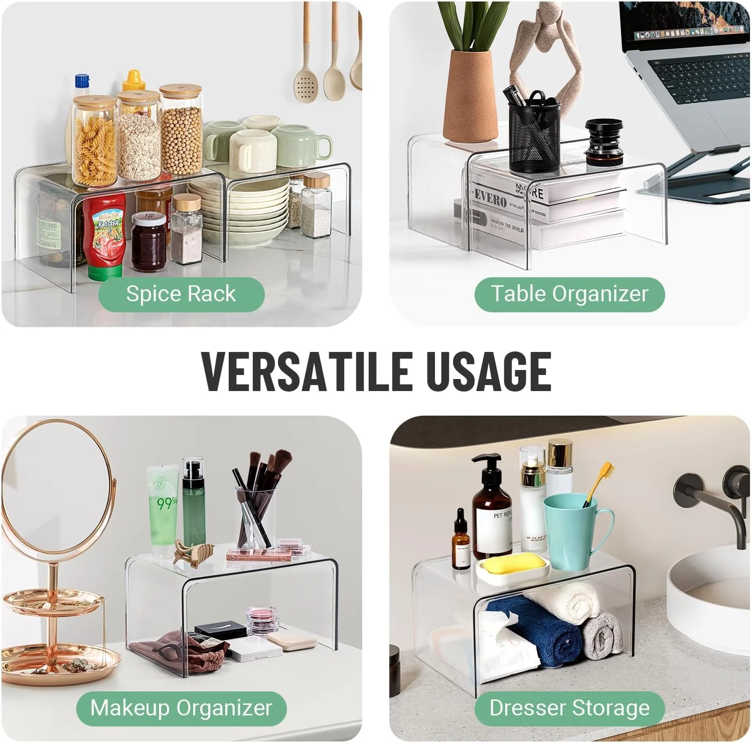 هوم حروف® قفسه نظم دهنده کابینت اکرلیک شفاف – ست 4 عددی، قفسه های ذخیره سازی آشپزخانه بادوام و قابل انباشت برای فنجان، بشقاب، انبار و میزهای پیشخوان، SL293 هوم حروف® قفسه نظم دهنده کابینت اکرلیک شفاف – ست 4 عددی، قفسه های ذخیره سازی آشپزخانه بادوام و قابل انباشت برای فنجان، بشقاب، انبار و میزهای پیشخوان، SL293