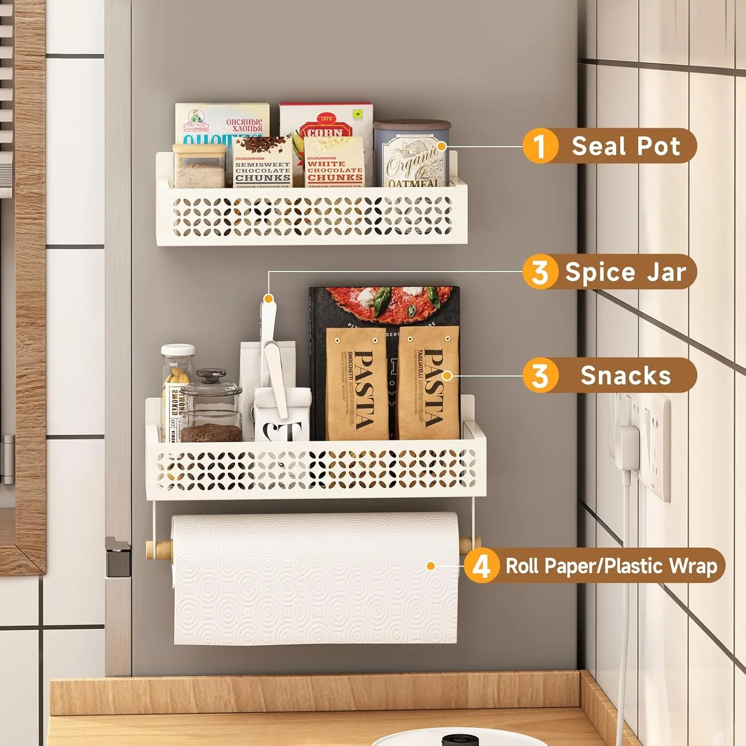 ست 2 عددی جا ادویه مغناطیسی NALACAL برای یخچال، قفسه ادویه مغناطیسی با نگهدارنده دستمال کاغذی ارتقا یافته، سازمان دهنده چاشنی یخچال قفسه مغناطیسی قوی متحرک برای نگهداری آشپزخانه (سفید) ست 2 عددی جا ادویه مغناطیسی NALACAL برای یخچال، قفسه ادویه مغناطیسی با نگهدارنده دستمال کاغذی ارتقا یافته، سازمان دهنده چاشنی یخچال قفسه مغناطیسی قوی متحرک برای نگهداری آشپزخانه (سفید)