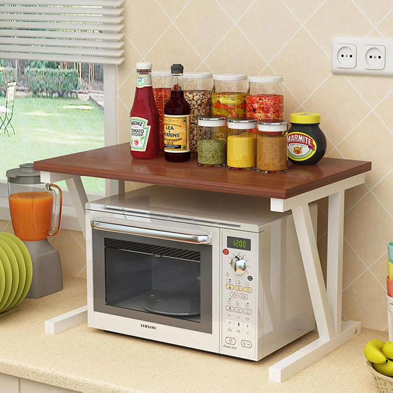 قفسه مایکروویو، سازمان دهنده فضای آشپزخانه، استند مایکروویو دو طبقه با قفسه چوبی، قفسه نانوایی مایکروویو چوبی آشپزخانه با سازمان دهنده قفسه ادویه، یک قفسه برای پرینتر روی میز قفسه مایکروویو، سازمان دهنده فضای آشپزخانه، استند مایکروویو دو طبقه با قفسه چوبی، قفسه نانوایی مایکروویو چوبی آشپزخانه با سازمان دهنده قفسه ادویه، یک قفسه برای پرینتر روی میز