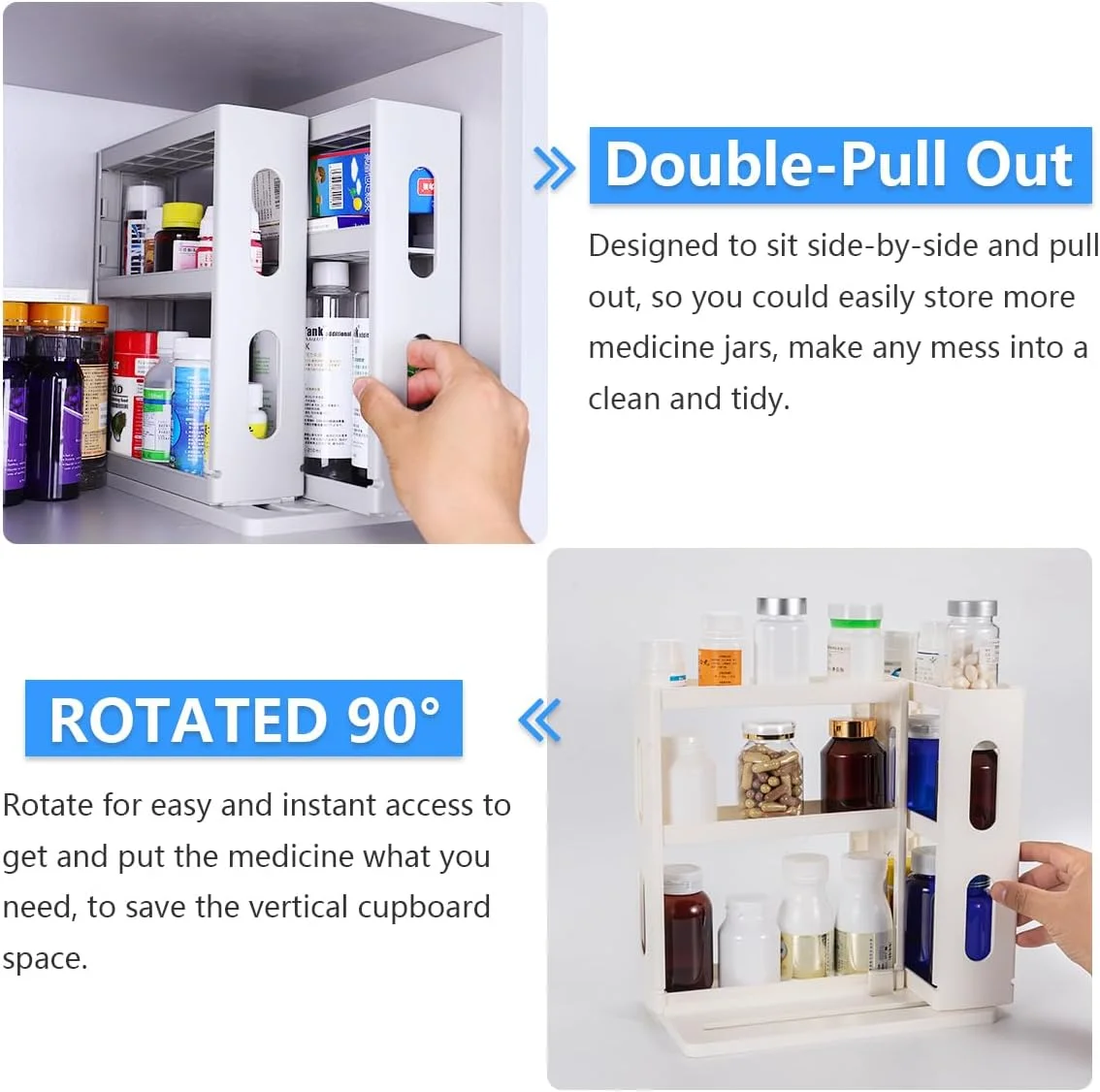 سازمان دهنده دارو Dutiplus، قفسه سه طبقه، قفسه نگهداری کابینت برای نگهداری ویتامین ها، مکمل ها و لوازم آرایشی، 27.5 سانتی متر ارتفاع × 14.8 سانتی متر عرض × 26.5 سانتی متر عمق (سفید کرمی) سازمان دهنده دارو Dutiplus، قفسه سه طبقه، قفسه نگهداری کابینت برای نگهداری ویتامین ها، مکمل ها و لوازم آرایشی، 27.5 سانتی متر ارتفاع × 14.8 سانتی متر عرض × 26.5 سانتی متر عمق (سفید کرمی)