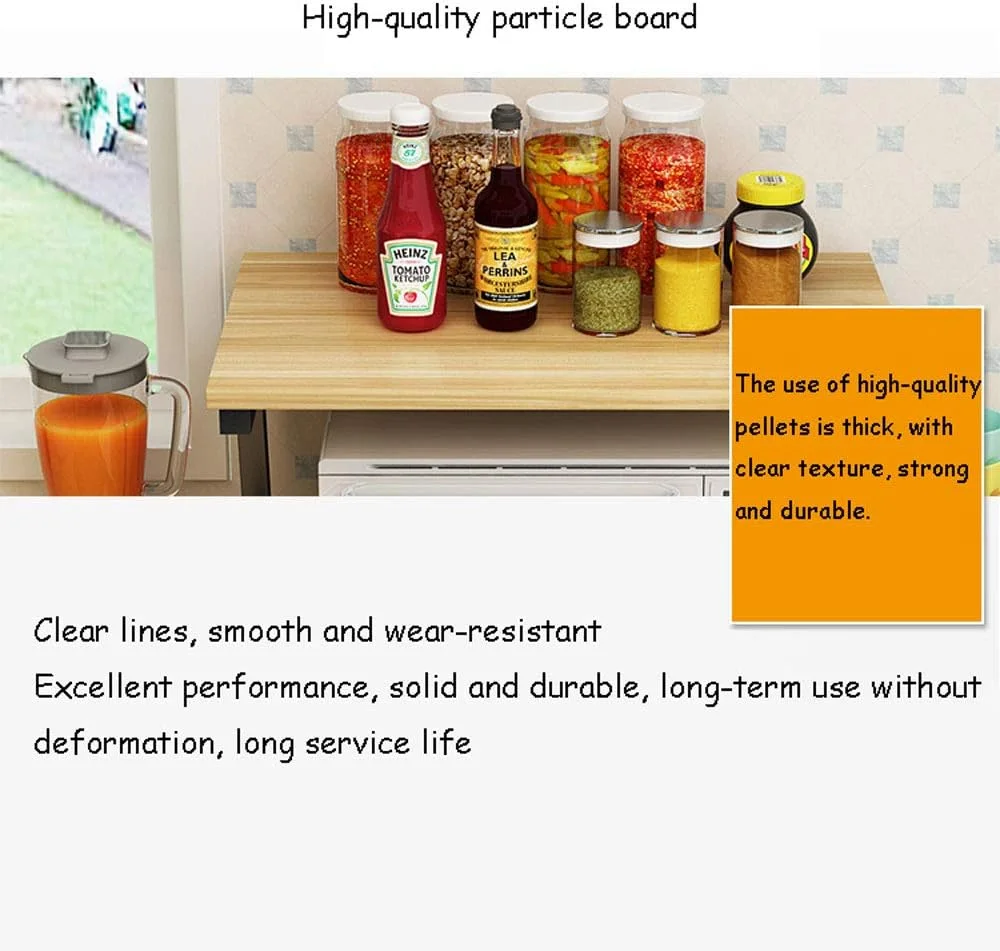 قفسه مایکروویو، سازمان دهنده فضای آشپزخانه، استند مایکروویو دو طبقه با قفسه چوبی، قفسه نانوایی مایکروویو چوبی آشپزخانه با سازمان دهنده قفسه ادویه، یک قفسه برای پرینتر روی میز