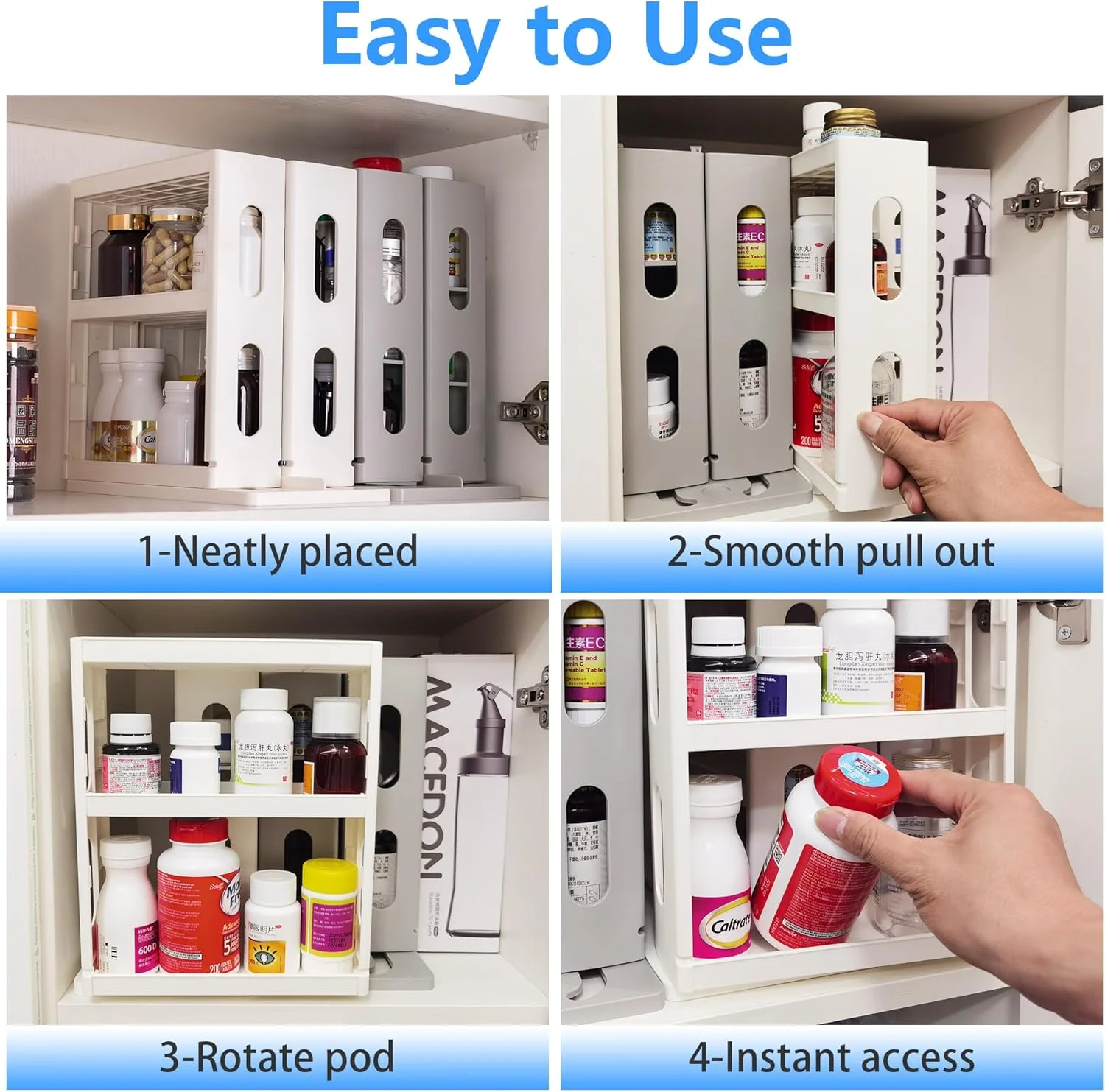 سازمان دهنده دارو Dutiplus، قفسه سه طبقه، قفسه نگهداری کابینت برای نگهداری ویتامین ها، مکمل ها و لوازم آرایشی، 27.5 سانتی متر ارتفاع × 14.8 سانتی متر عرض × 26.5 سانتی متر عمق (سفید کرمی) سازمان دهنده دارو Dutiplus، قفسه سه طبقه، قفسه نگهداری کابینت برای نگهداری ویتامین ها، مکمل ها و لوازم آرایشی، 27.5 سانتی متر ارتفاع × 14.8 سانتی متر عرض × 26.5 سانتی متر عمق (سفید کرمی)