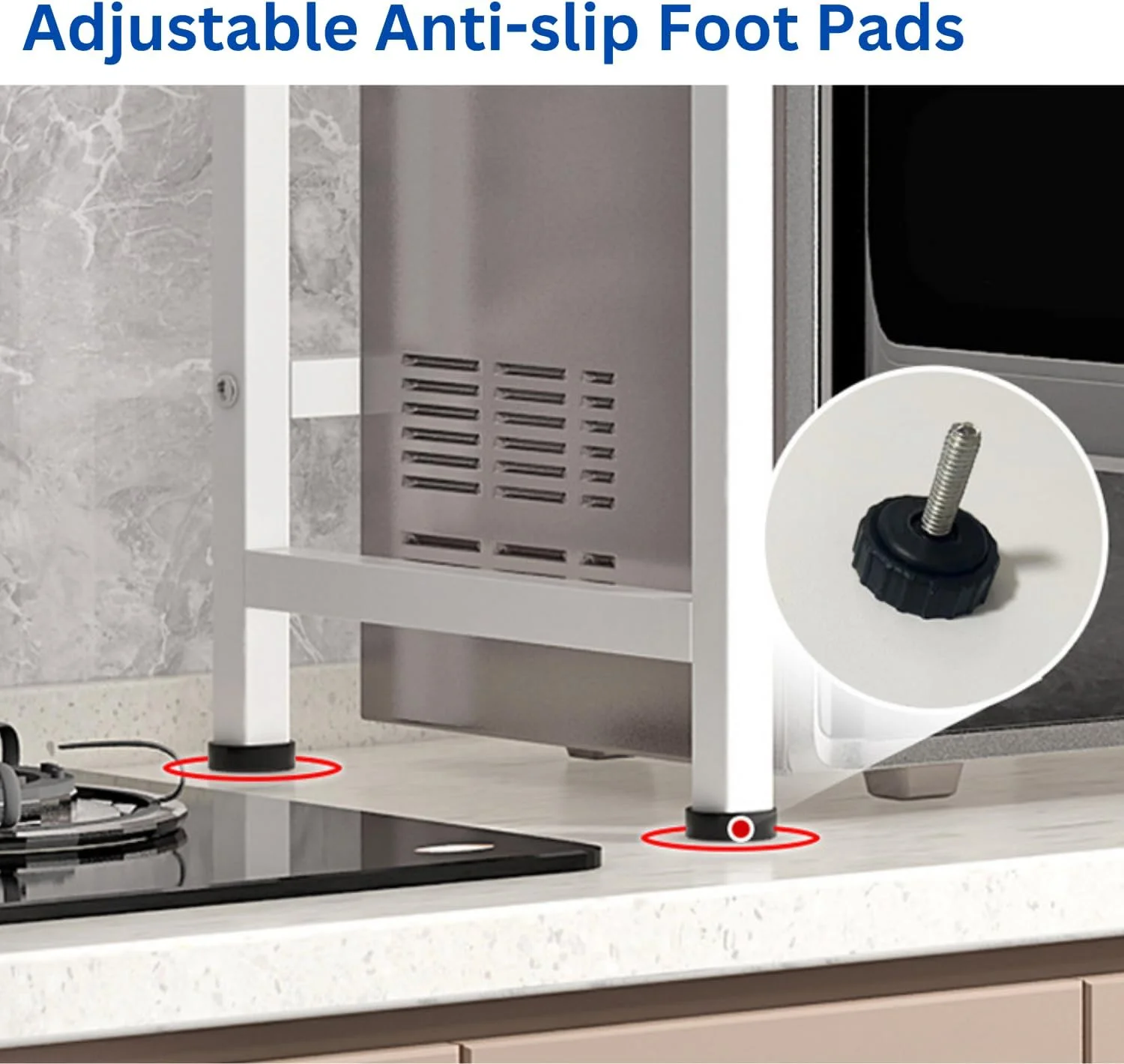 قفسه مایکروویو هگزار، پایه سنگین، سازمان دهنده و قفسه رومیزی آشپزخانه، 3 طبقه با قلاب و نگهدارنده لوازم، قفسه مایکروویو دو لایه ضد گرد و غبار - سفید قفسه مایکروویو هگزار، پایه سنگین، سازمان دهنده و قفسه رومیزی آشپزخانه، 3 طبقه با قلاب و نگهدارنده لوازم، قفسه مایکروویو دو لایه ضد گرد و غبار - سفید