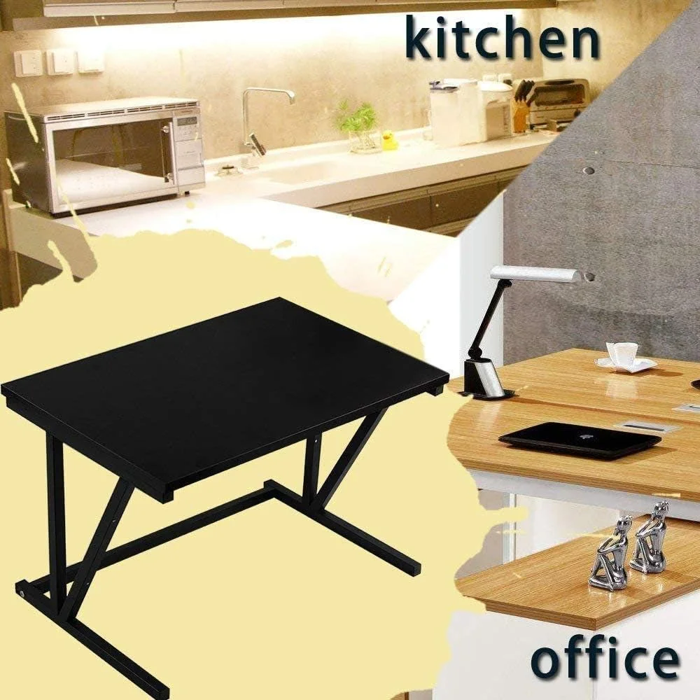 قفسه مایکروویو، سازمان دهنده فضای آشپزخانه، استند مایکروویو دو طبقه با قفسه چوبی، قفسه نانوایی مایکروویو چوبی آشپزخانه با سازمان دهنده قفسه ادویه، یک قفسه برای پرینتر روی میز