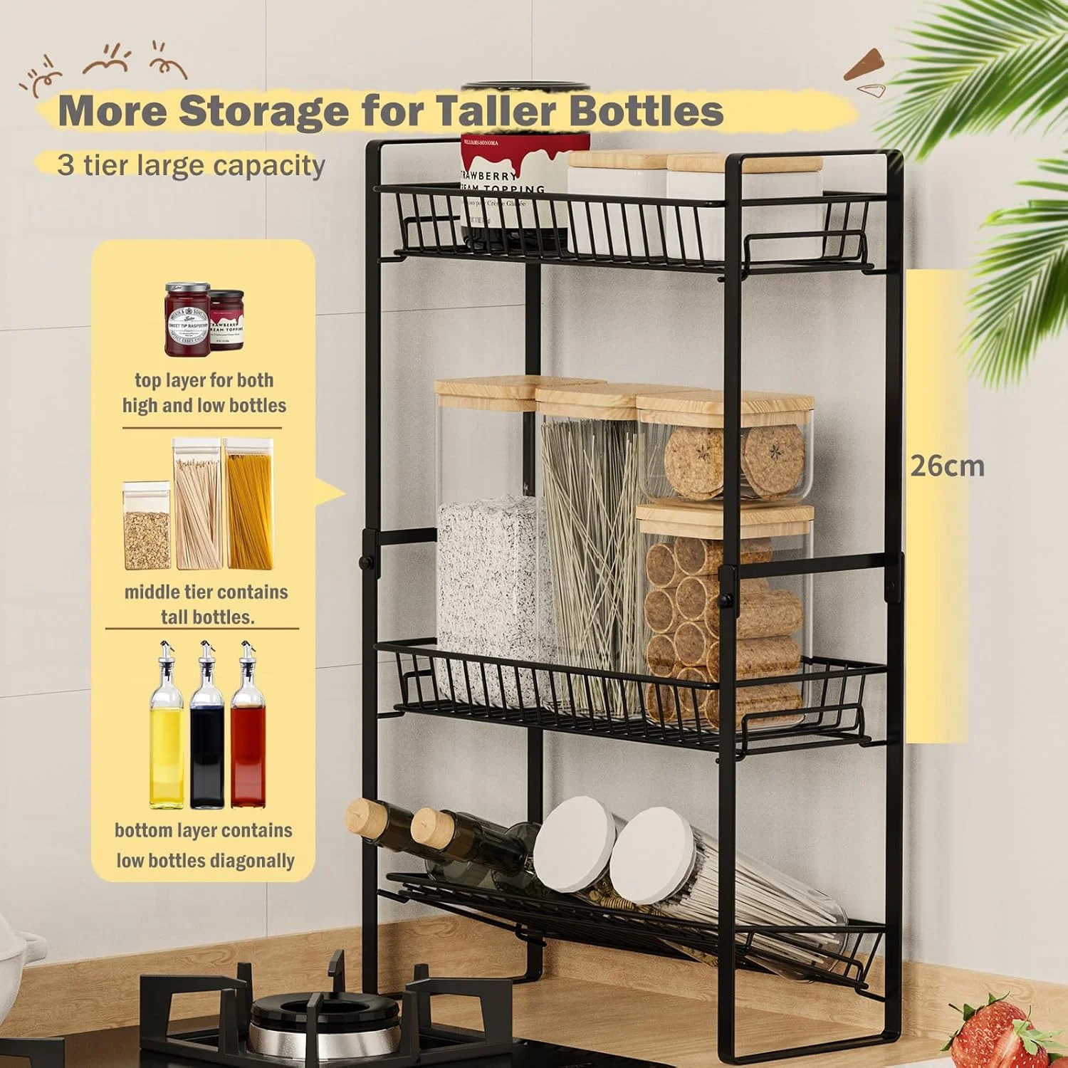 جا ادویه ای 3 طبقه باریک، قفسه نگهداری چاشنی، سازمان دهنده ادویه آشپزخانه، قفسه نگهداری حمام و سرویس بهداشتی برای مراقبت از پوست جا ادویه ای 3 طبقه باریک، قفسه نگهداری چاشنی، سازمان دهنده ادویه آشپزخانه، قفسه نگهداری حمام و سرویس بهداشتی برای مراقبت از پوست