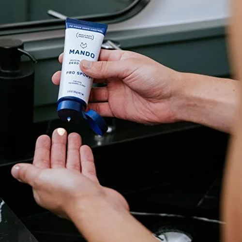 دئودورانت بدن کامل مندو - فرمولاسیون کرمی نامرئی و جامد - کنترل بوی 72 ساعته - فاقد آلومینیوم و جوش شیرین - ایمن برای پوست - بسته کرم 85 گرمی و جامد 74 گرمی - Pro Sport