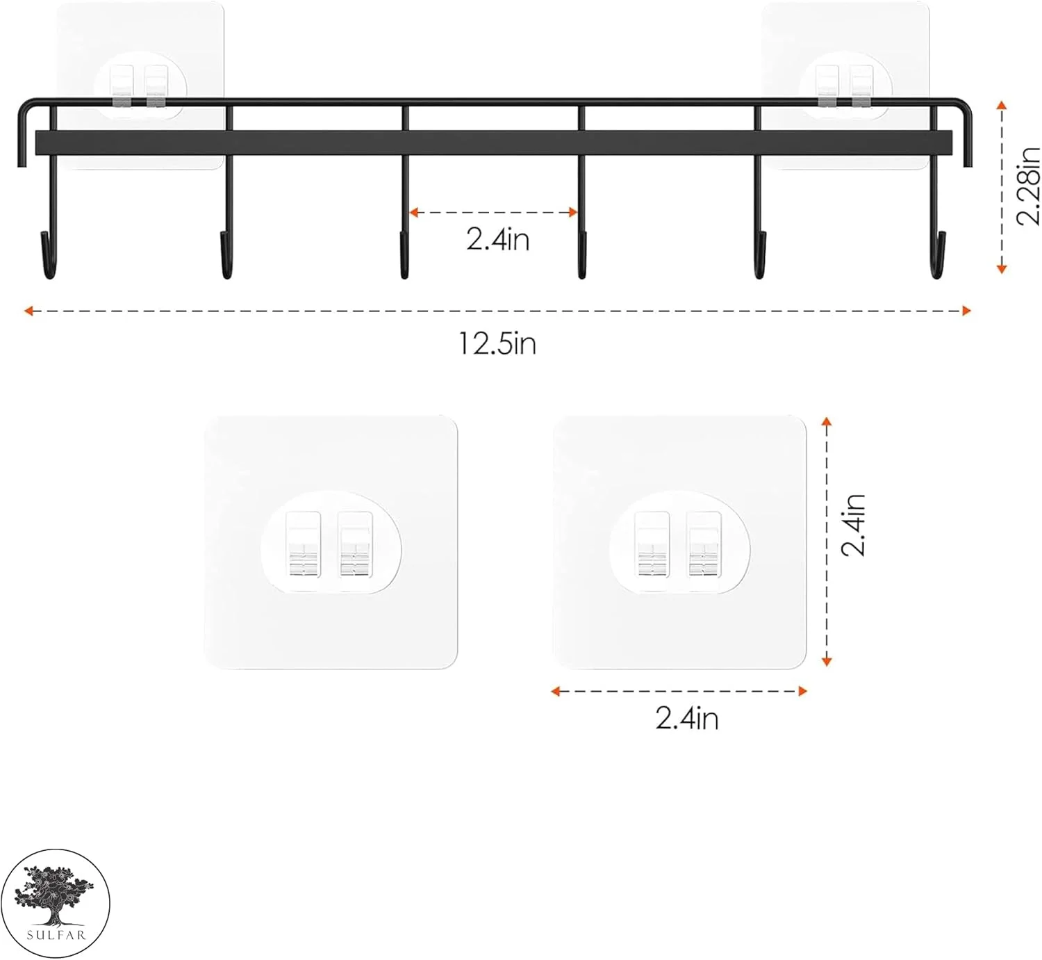 جا قاشقی و ابزار آشپزخانه Sulfar، نصب دیواری | دارای چسب های بدون نیاز به سوراخکاری | نگهدارنده مشکی رنگ | سازمان دهنده دیواری برای آشپزخانه، حمام و کمپر، صرفه جویی در فضا