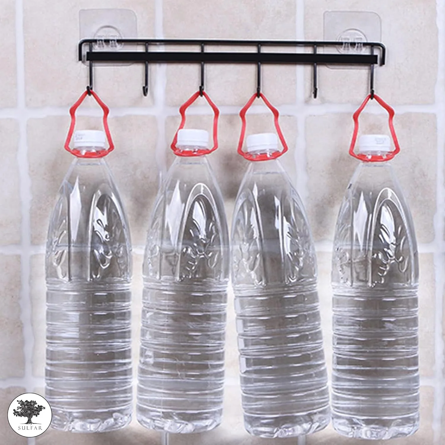 جا قاشقی و ابزار آشپزخانه Sulfar، نصب دیواری | دارای چسب های بدون نیاز به سوراخکاری | نگهدارنده مشکی رنگ | سازمان دهنده دیواری برای آشپزخانه، حمام و کمپر، صرفه جویی در فضا