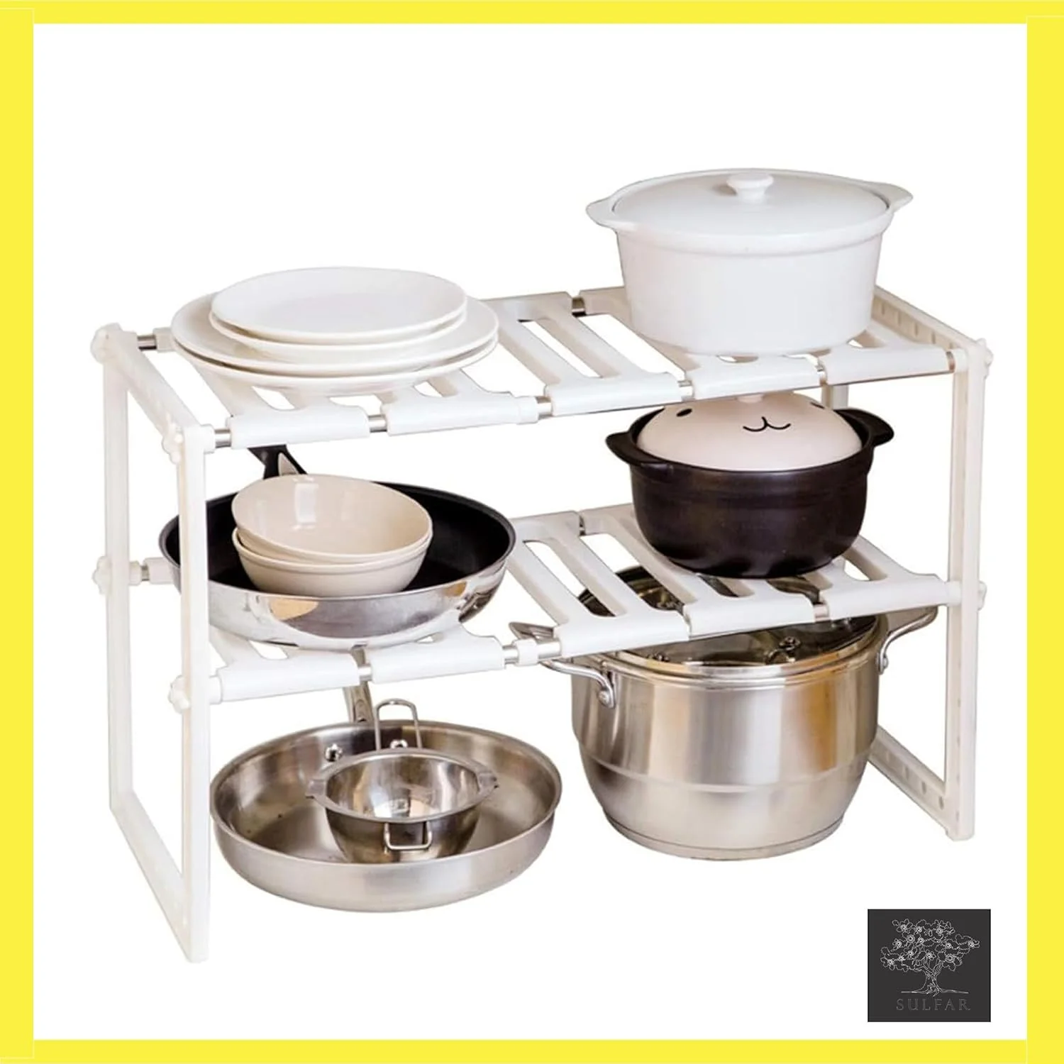 آبچکان دو طبقه قابل تنظیم Sulfar برای سینک ظرفشویی، قفسه نگهدارنده ارگانایزر زیر سینک، ارگانایزر آشپزخانه صرفه جویی در فضا (سفید) (1 عدد) آبچکان دو طبقه قابل تنظیم Sulfar برای سینک ظرفشویی، قفسه نگهدارنده ارگانایزر زیر سینک، ارگانایزر آشپزخانه صرفه جویی در فضا (سفید) (1 عدد)