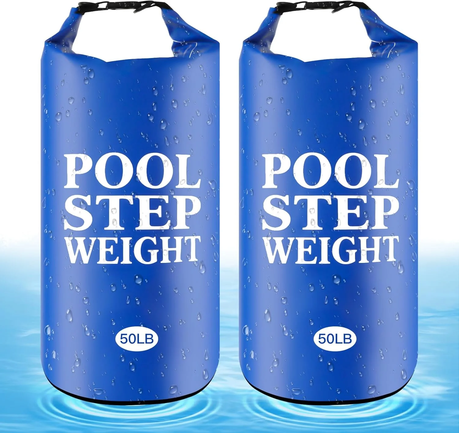 2 عدد وزنه آبی رنگ پله استخر، 50 پوند، کیسه شن وزنه نردبان استخر ضد آب PVC تاشو برای استخرهای داخل زمینی و بالای زمینی