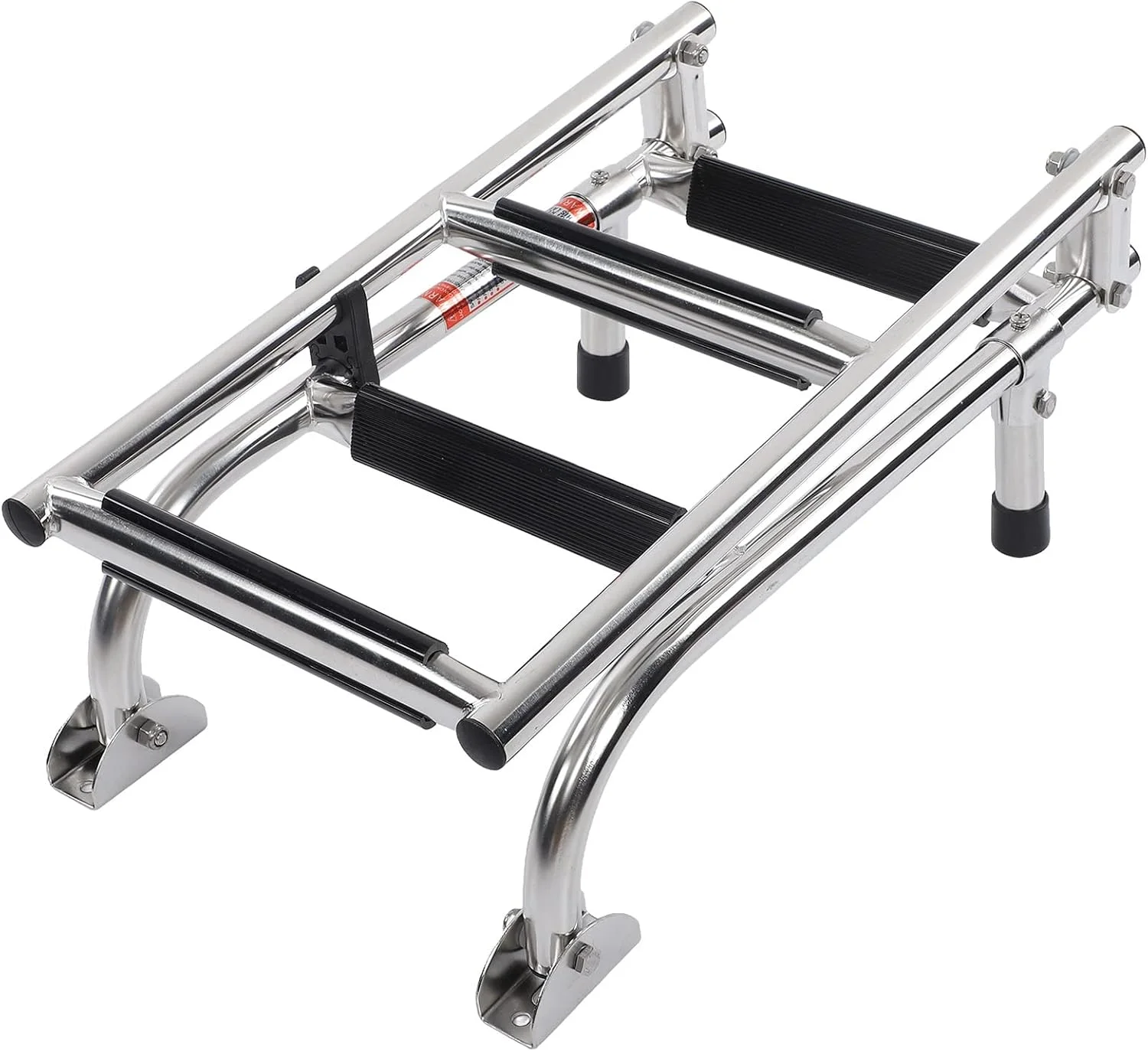 نردبان قایق پانتونی 4 پله Vomeko، نردبان تاشو قابل جابجایی قابل تنظیم ضد لغزش استیل ضد زنگ 316 نصب شده در قسمت عقب، برای استخر شنای قایق تفریحی