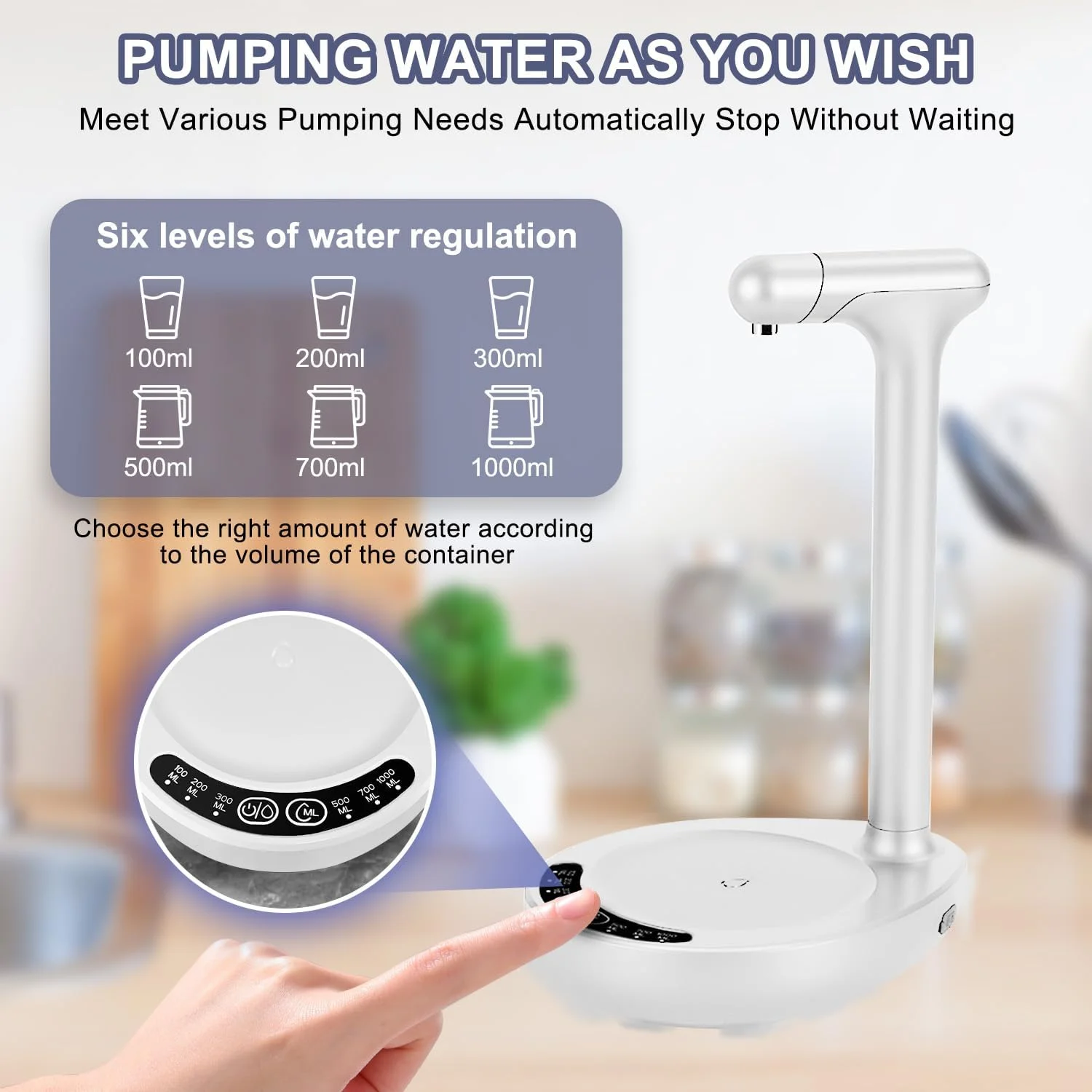 پمپ آب بطری Necomi برای بطری های 2 تا 5 گالن، پمپ آب برقی قابل حمل هوشمند با 6 سطح، دستگاه پخش آب رومیزی، شارژ USB، دستگاه پخش آب اتوماتیک برای دفتر، خانه، کمپینگ (سفید) پمپ آب بطری Necomi برای بطری های 2 تا 5 گالن، پمپ آب برقی قابل حمل هوشمند با 6 سطح، دستگاه پخش آب رومیزی، شارژ USB، دستگاه پخش آب اتوماتیک برای دفتر، خانه، کمپینگ (سفید)