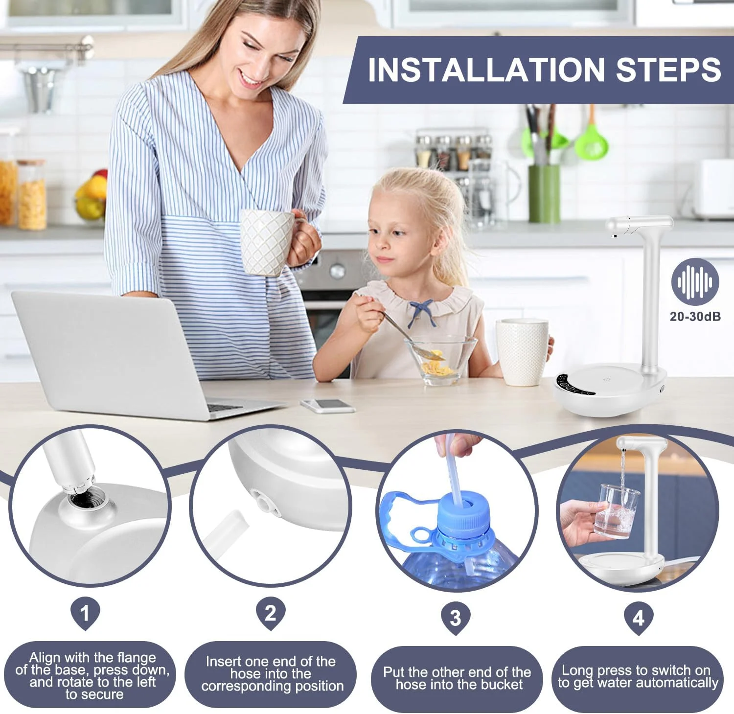 پمپ آب بطری Necomi برای بطری های 2 تا 5 گالن، پمپ آب برقی قابل حمل هوشمند با 6 سطح، دستگاه پخش آب رومیزی، شارژ USB، دستگاه پخش آب اتوماتیک برای دفتر، خانه، کمپینگ (سفید) پمپ آب بطری Necomi برای بطری های 2 تا 5 گالن، پمپ آب برقی قابل حمل هوشمند با 6 سطح، دستگاه پخش آب رومیزی، شارژ USB، دستگاه پخش آب اتوماتیک برای دفتر، خانه، کمپینگ (سفید)