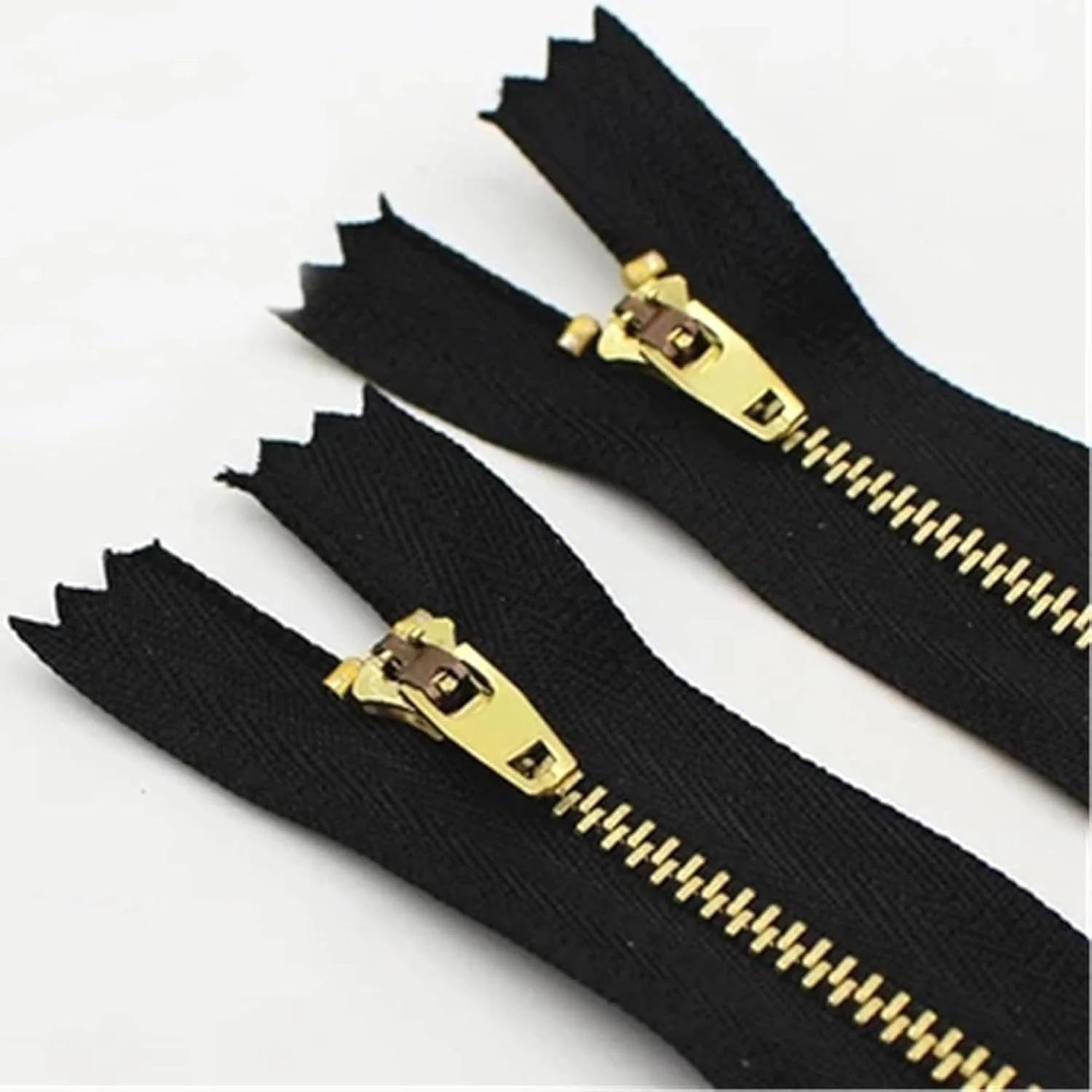VersaMarts 2pcs 18cm Metal Zipper Auto Lock Close-End Zip Closure for Jeans, Bags, Shoes, Garments – Practical and Durable (Black)