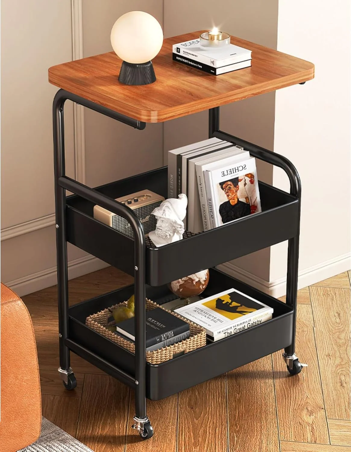 ارابه چرخدار 3 طبقه U-HOOME با میز چوبی، میز پرینتر، ارگنایزر ذخیره سازی ترولی آشپزخانه با چرخ های قفل شونده برای آشپزخانه، دفتر، اتاق خواب (مشکی) ارابه چرخدار 3 طبقه U-HOOME با میز چوبی، میز پرینتر، ارگنایزر ذخیره سازی ترولی آشپزخانه با چرخ های قفل شونده برای آشپزخانه، دفتر، اتاق خواب (مشکی)