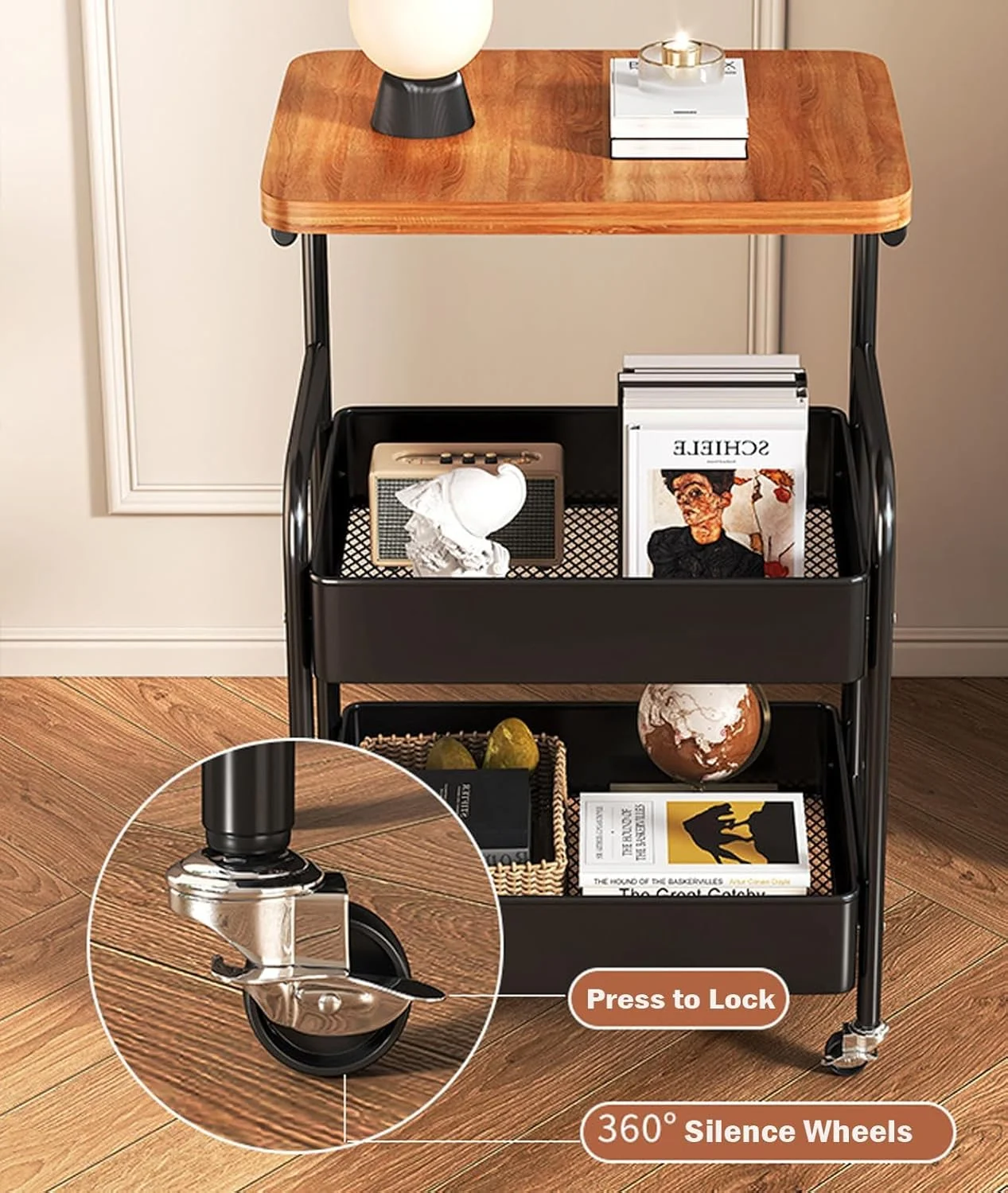 ارابه چرخدار 3 طبقه U-HOOME با میز چوبی، میز پرینتر، ارگنایزر ذخیره سازی ترولی آشپزخانه با چرخ های قفل شونده برای آشپزخانه، دفتر، اتاق خواب (مشکی) ارابه چرخدار 3 طبقه U-HOOME با میز چوبی، میز پرینتر، ارگنایزر ذخیره سازی ترولی آشپزخانه با چرخ های قفل شونده برای آشپزخانه، دفتر، اتاق خواب (مشکی)