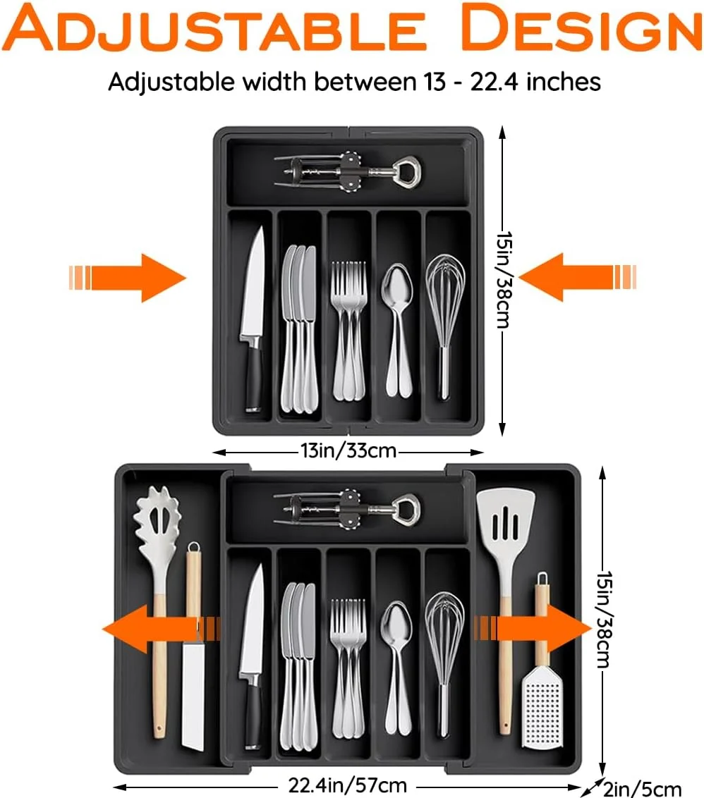 ارگانایزر کشو آشپزخانه PawPawU® - سینی ذخیره سازی لوازم آشپزخانه قابل گسترش بدون BPA با 8 محفظه، جداکننده های قابل تنظیم برای نگهداری بدون درهم ریختگی قاشق، چنگال، چاقو و کارد و چنگال، مناسب برای اکثر اندازه های کشو ارگانایزر کشو آشپزخانه PawPawU® - سینی ذخیره سازی لوازم آشپزخانه قابل گسترش بدون BPA با 8 محفظه، جداکننده های قابل تنظیم برای نگهداری بدون درهم ریختگی قاشق، چنگال، چاقو و کارد و چنگال، مناسب برای اکثر اندازه های کشو