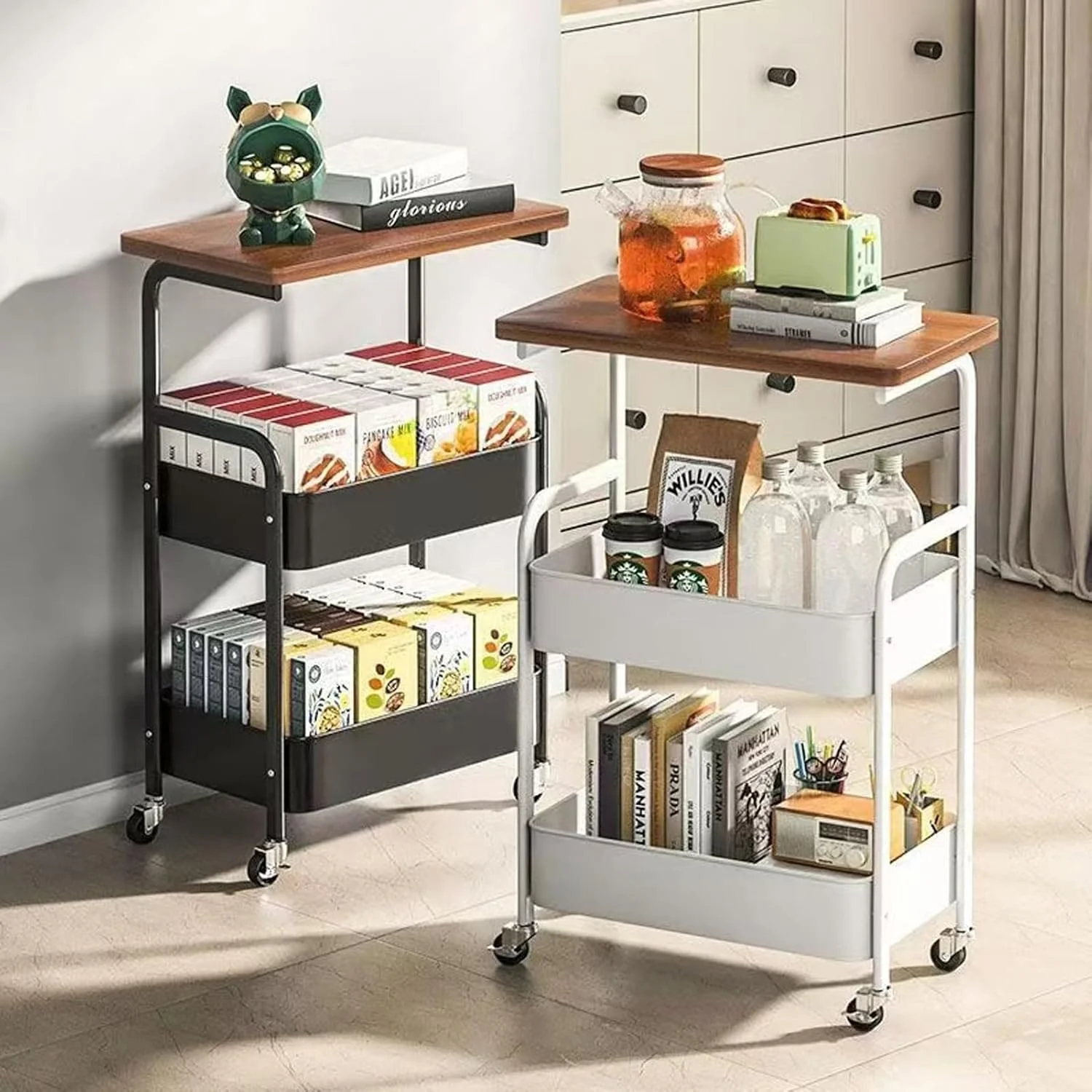 ارابه چرخدار 3 طبقه U-HOOME با میز چوبی، میز پرینتر، ارگنایزر ذخیره سازی ترولی آشپزخانه با چرخ های قفل شونده برای آشپزخانه، دفتر، اتاق خواب (مشکی) ارابه چرخدار 3 طبقه U-HOOME با میز چوبی، میز پرینتر، ارگنایزر ذخیره سازی ترولی آشپزخانه با چرخ های قفل شونده برای آشپزخانه، دفتر، اتاق خواب (مشکی)