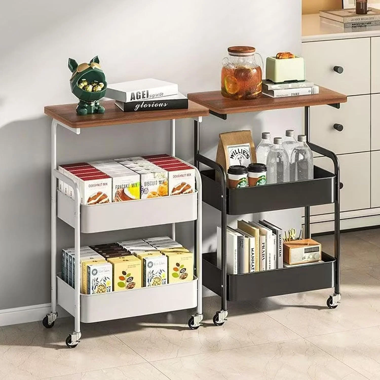 ارابه چرخدار 3 طبقه U-HOOME با میز چوبی، میز پرینتر، ارگنایزر ذخیره سازی ترولی آشپزخانه با چرخ های قفل شونده برای آشپزخانه، دفتر، اتاق خواب (مشکی) ارابه چرخدار 3 طبقه U-HOOME با میز چوبی، میز پرینتر، ارگنایزر ذخیره سازی ترولی آشپزخانه با چرخ های قفل شونده برای آشپزخانه، دفتر، اتاق خواب (مشکی)