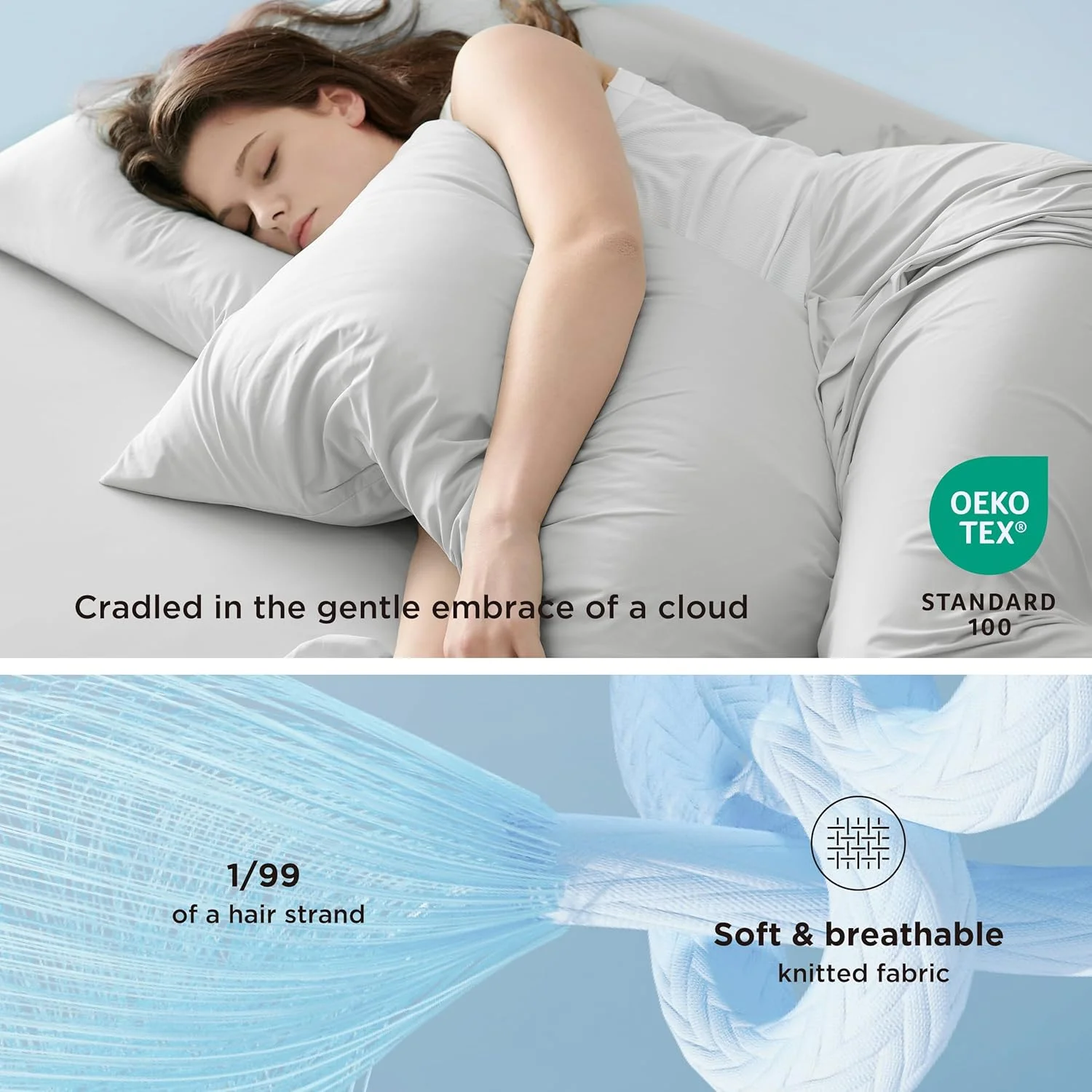 روبالشی خنک کننده Bedsure سایز کوئین، ست 2 عددی، روبالشی خنک Arc-Chill برای افرادی که در خواب گرمشان می شود و عرق شبانه دارند، روکش بالش سرد نرم و تنفسی با زیپ مخفی، خاکستری، 50x76 سانتی متر