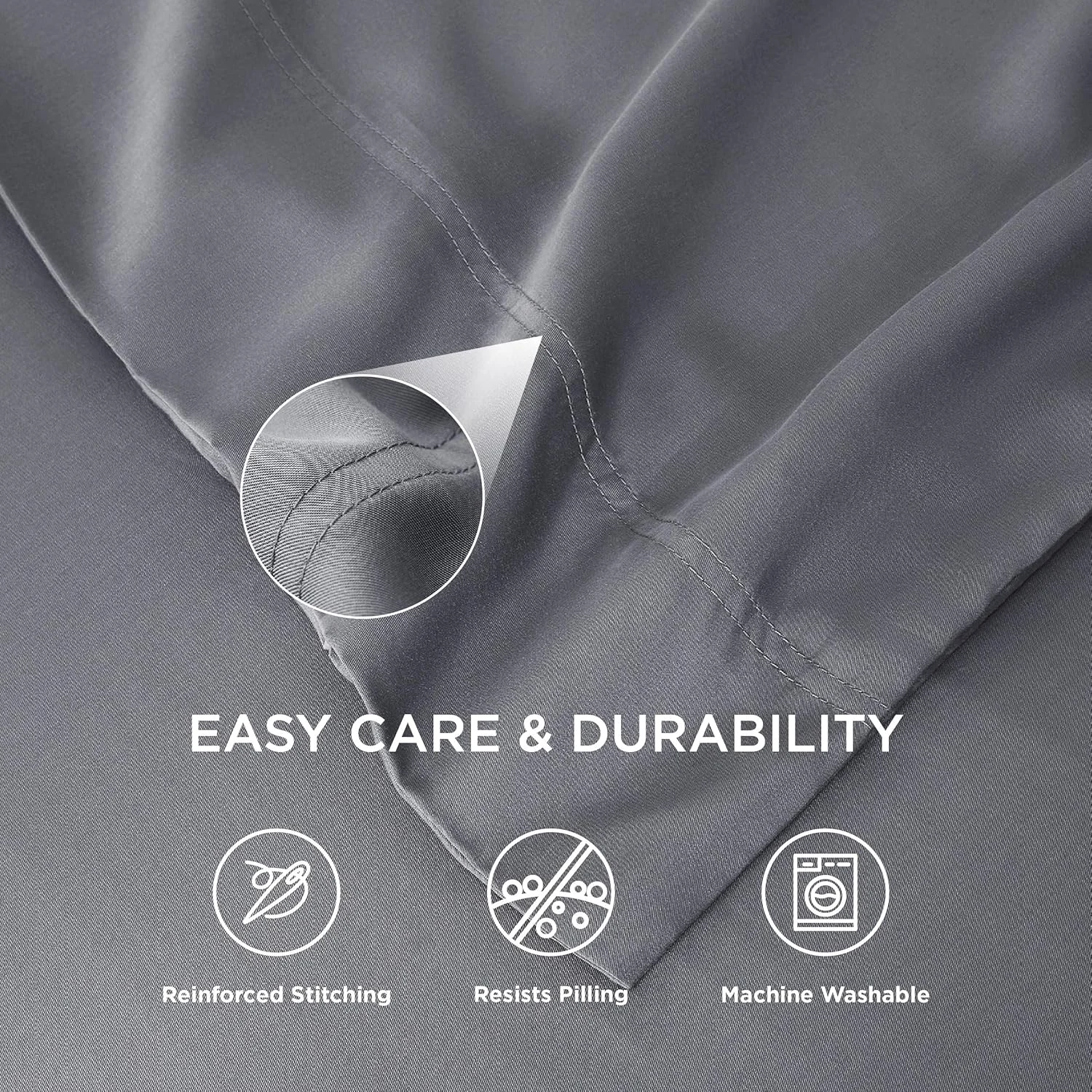 Bedsure Cooling Bamboo Pillowcases Set of 2 100% Viscose from Bamboo Breathable Silky Ultra Soft Organic Natural Moisture Wicking (Grey, Queen Size 20x30) Bedding Gift