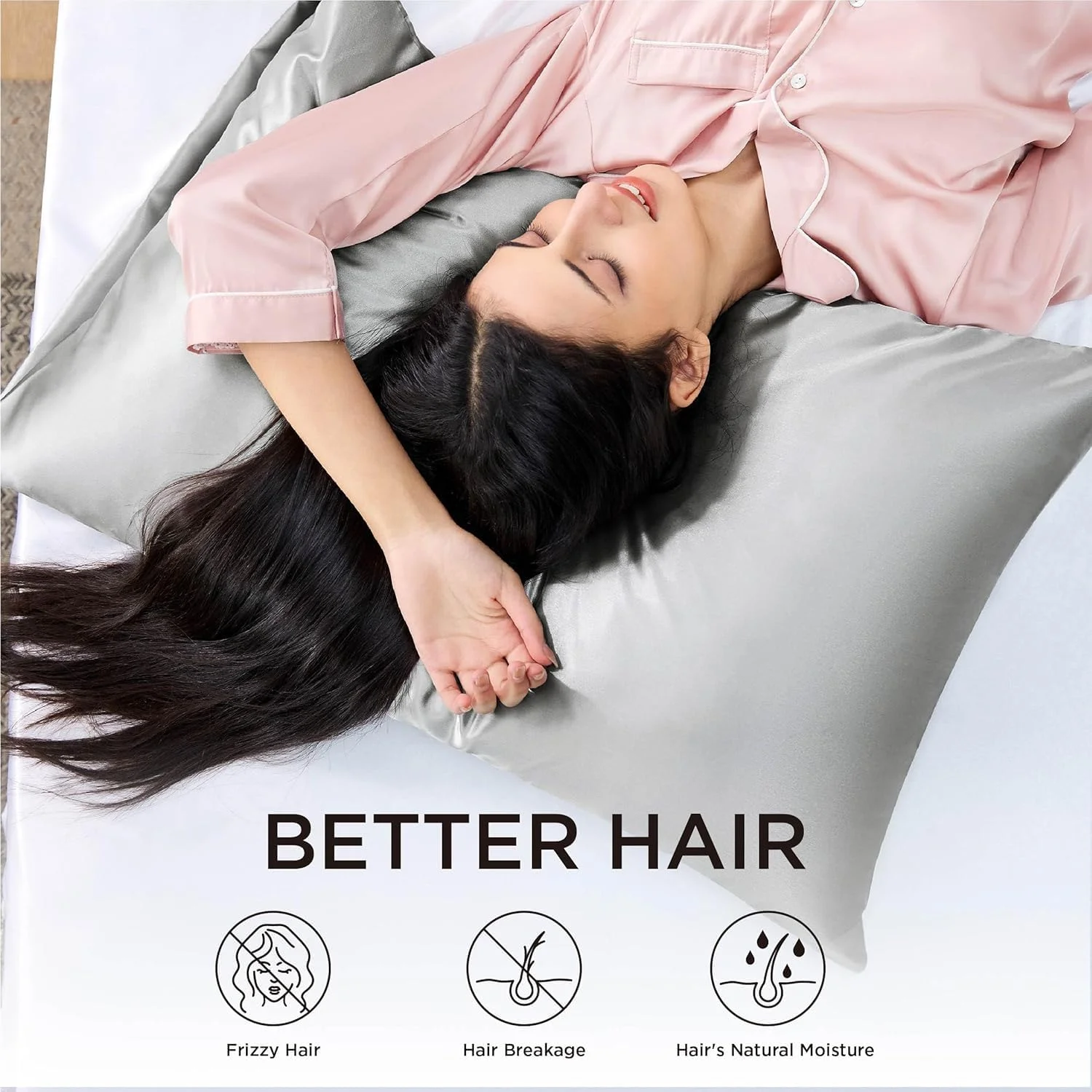 روبالشی ساتن Bedsure برای مو - مشابه روبالشی ابریشمی، روبالشی خنک کننده 2 عددی با بستن پاکتی، هدیه برای خانم ها، سایز استاندارد و کوئین 50x75 سانتی متر، خاکستری روبالشی ساتن Bedsure برای مو - مشابه روبالشی ابریشمی، روبالشی خنک کننده 2 عددی با بستن پاکتی، هدیه برای خانم ها، سایز استاندارد و کوئین 50x75 سانتی متر، خاکستری