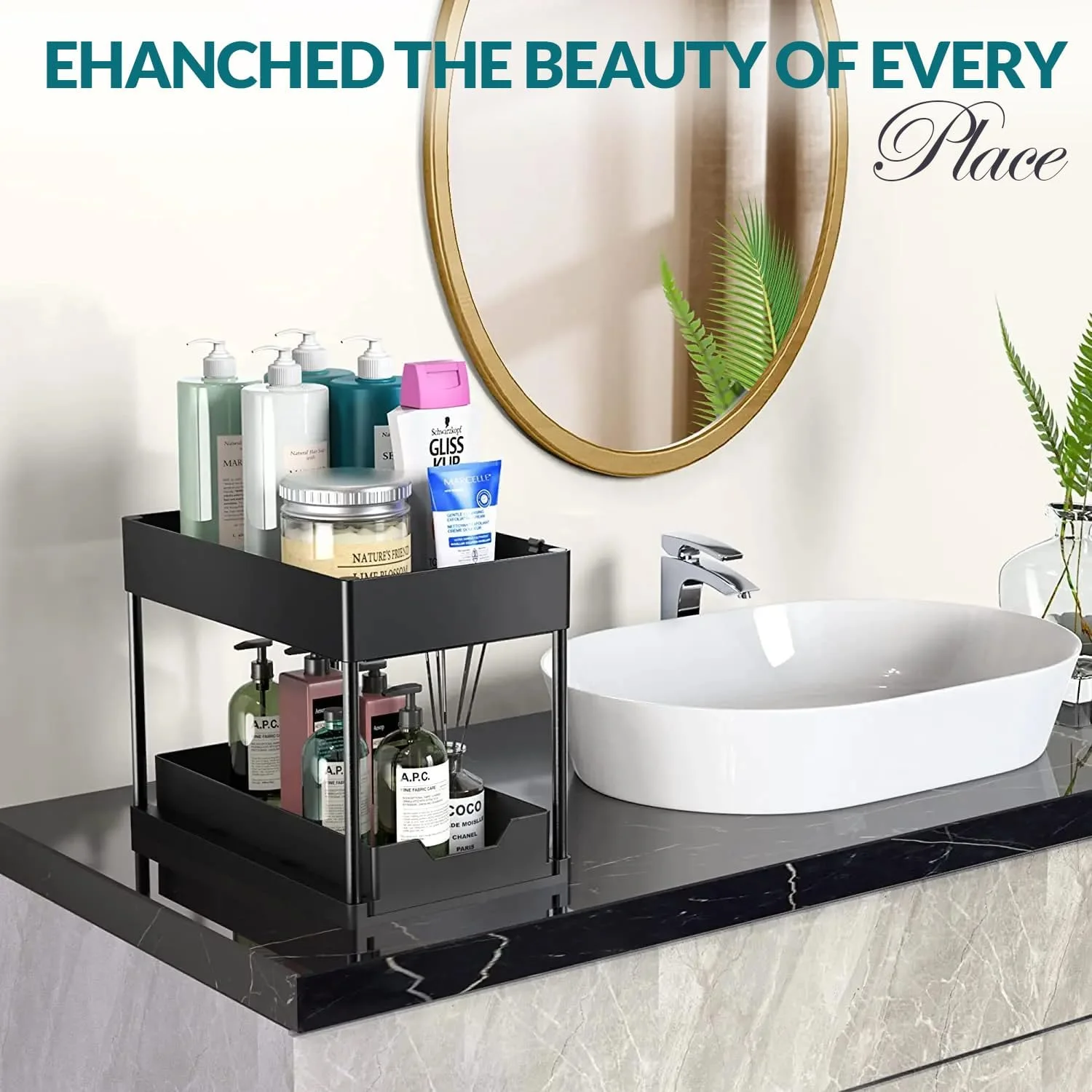 ارگانایزر زیر سینک، ارگانایزر کابینت حمام 2 طبقه با سبد کشویی، ارگانایزر و محل نگهداری چند منظوره زیر سینک برای آشپزخانه حمام (4 قلاب) ارگانایزر زیر سینک، ارگانایزر کابینت حمام 2 طبقه با سبد کشویی، ارگانایزر و محل نگهداری چند منظوره زیر سینک برای آشپزخانه حمام (4 قلاب)